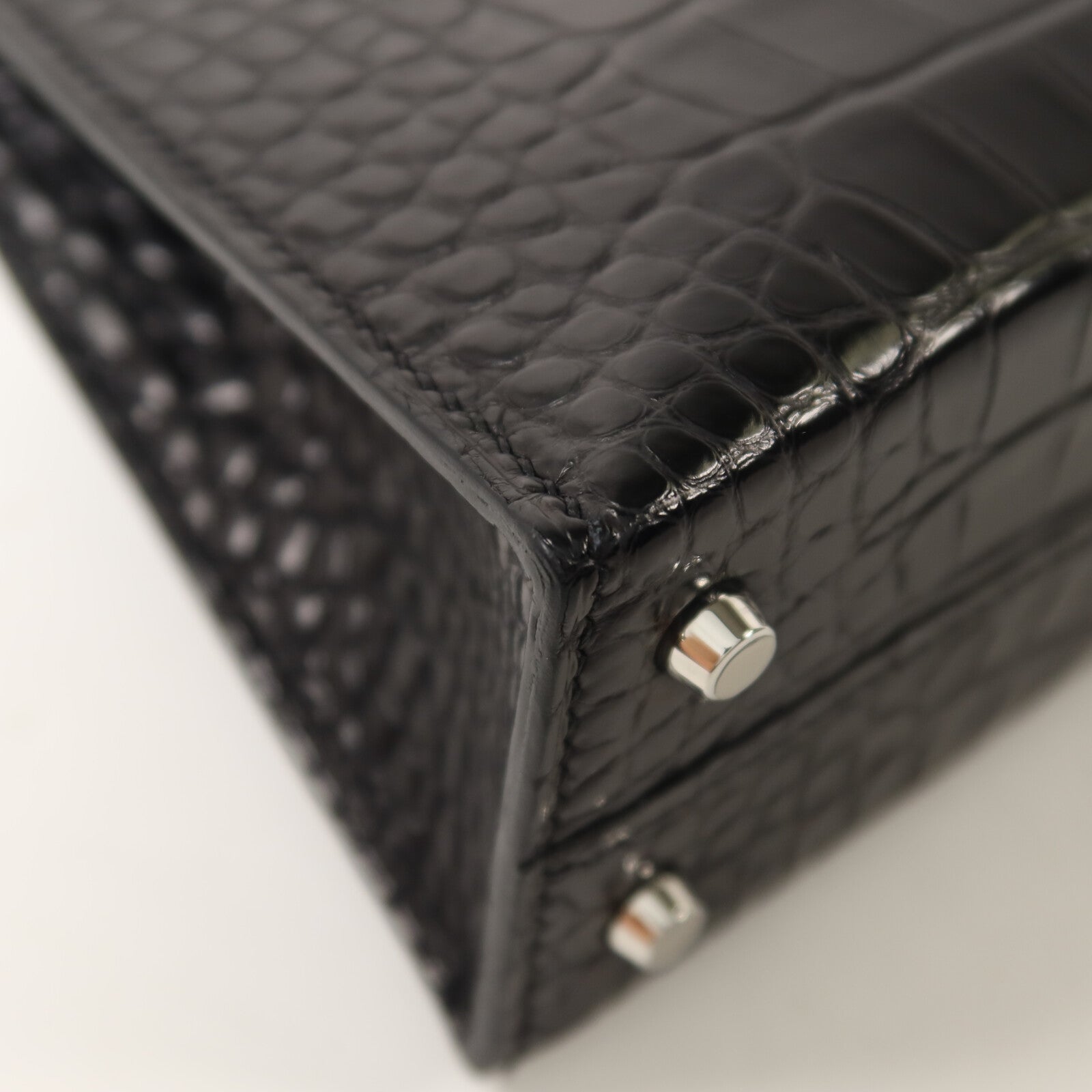 HERMES Alligator皮革Mini Kelly手挽肩背兩用袋Noir