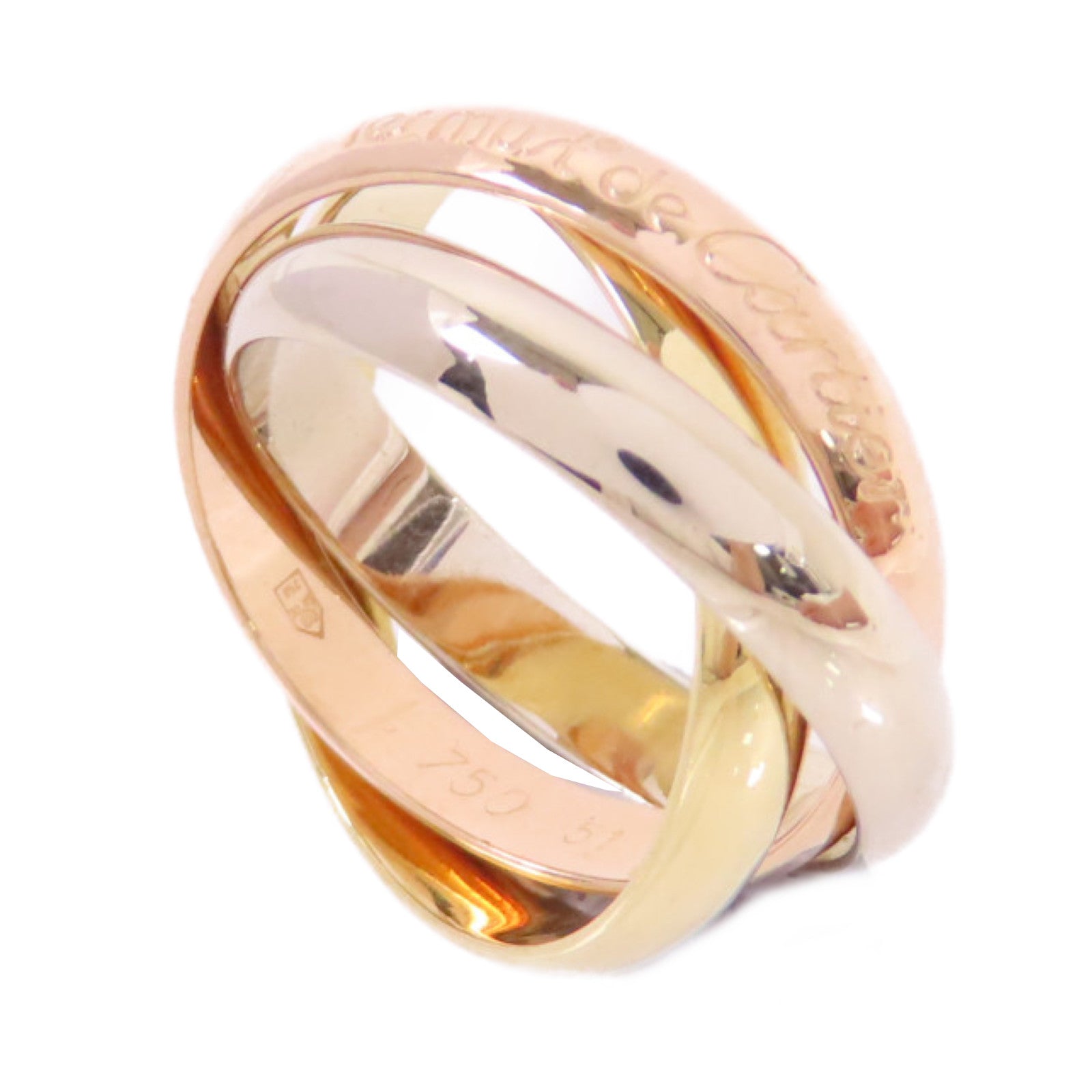 CARTIER 18K黃金/白金/玫瑰金Trinity Ring戒指US#5.5/Cartier#51