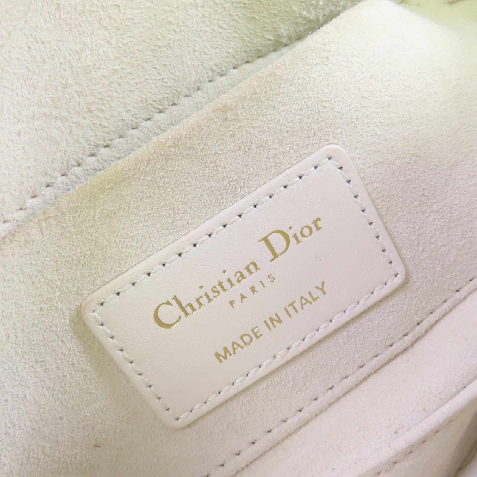 Dior 羊皮皮革Lady D-Joy Shoulder Bag金扣手挽肩背兩用袋白色