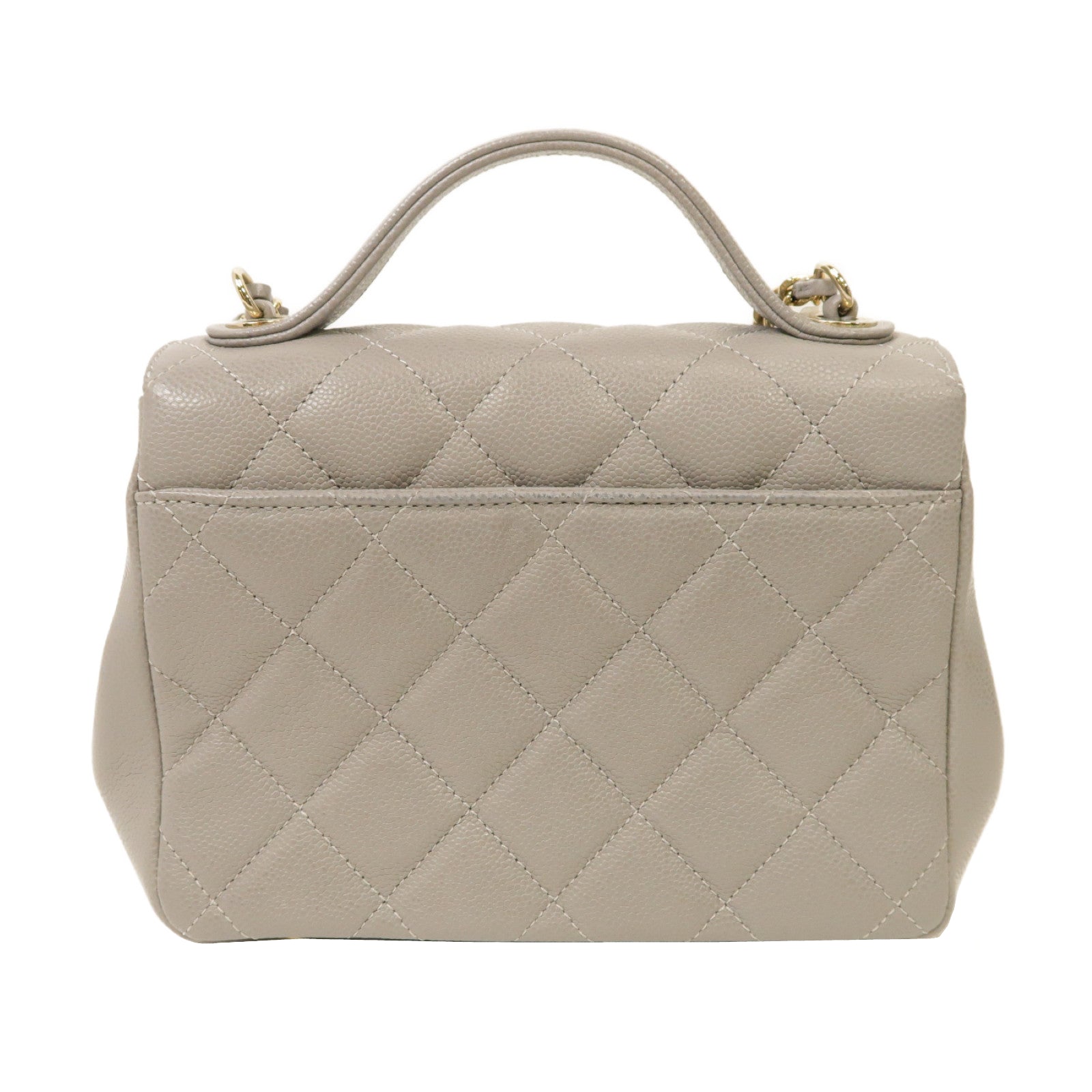 CHANEL 菱格Caviar皮革Chain Shoulder Bag金扣手挽肩背兩用袋灰色