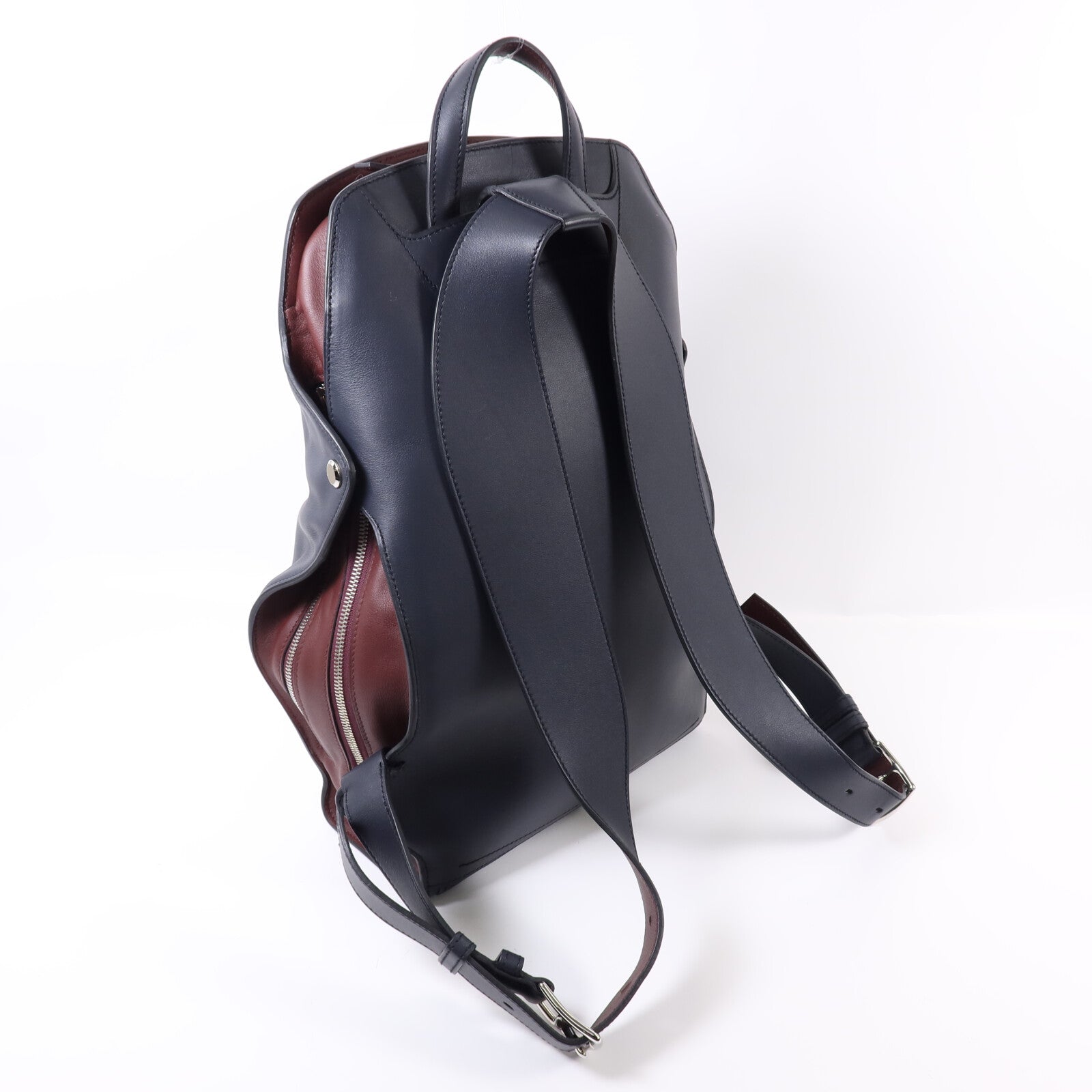 HERMES Evercolor皮革Cityback銀扣背包Blue/Red