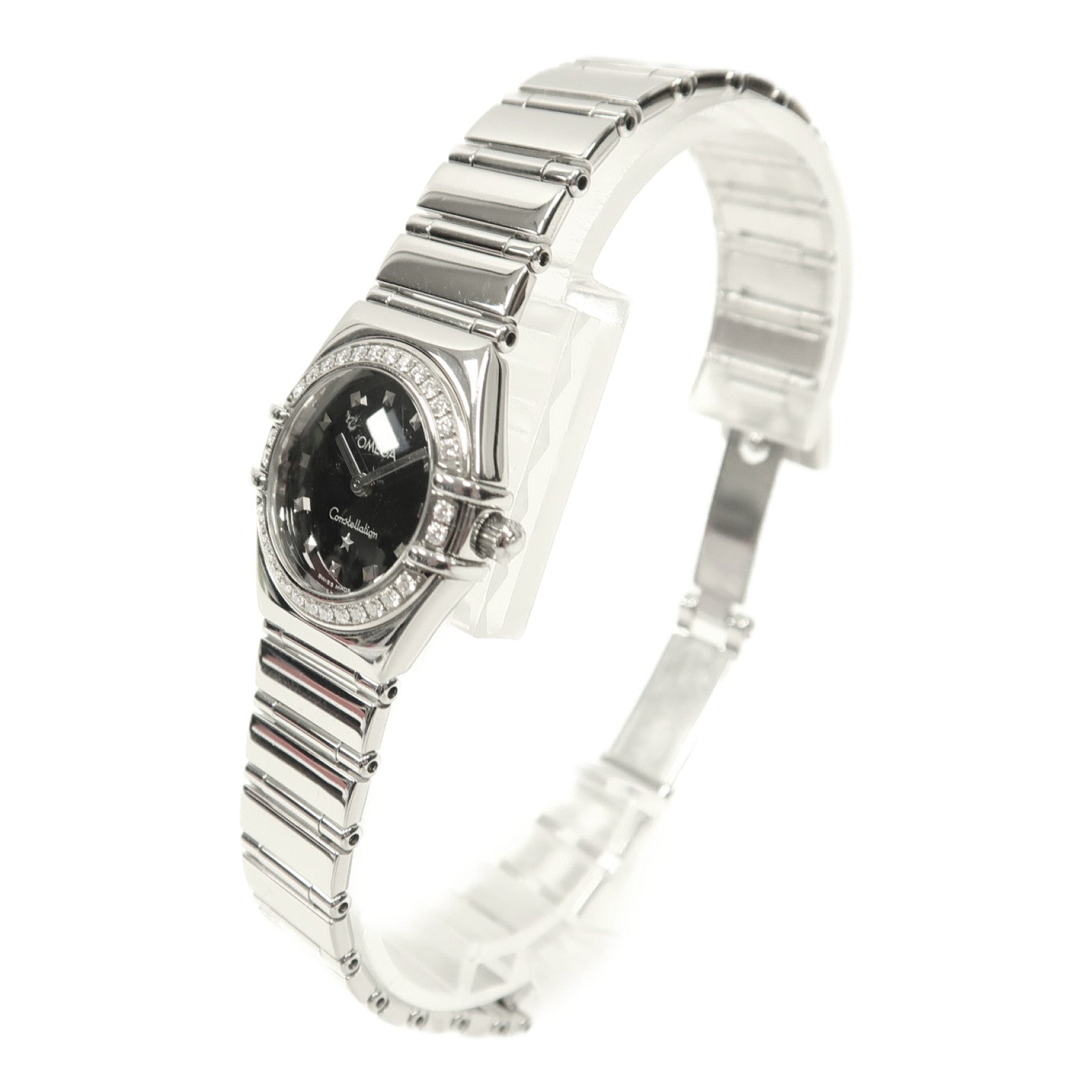 OMEGA Constellation Ladies不鏽鋼手錶石英機芯黑色