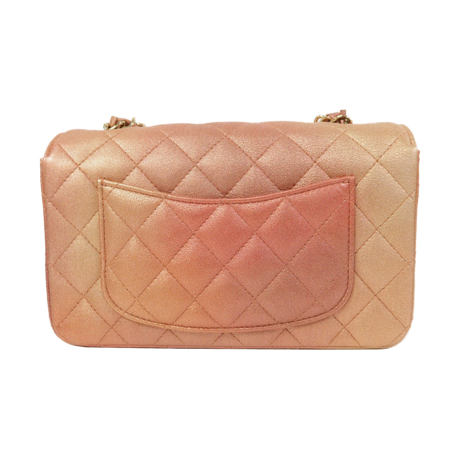 CHANEL 菱格牛皮皮革Classic 20金扣鏈帶肩背袋粉紅色