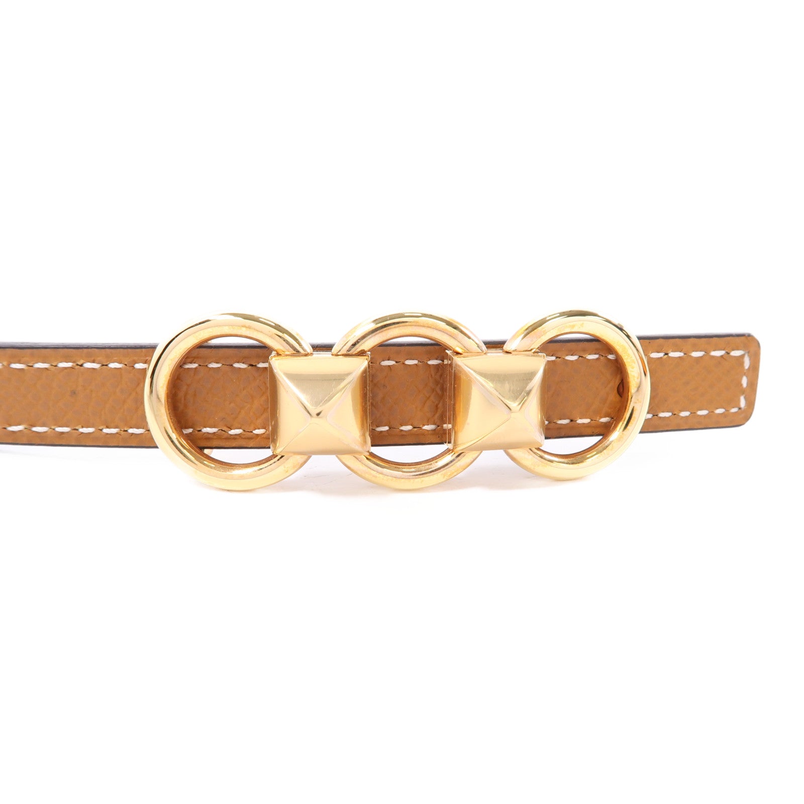 HERMES 【激減優惠】Epsom皮革Belt金扣皮帶Gold/棕色