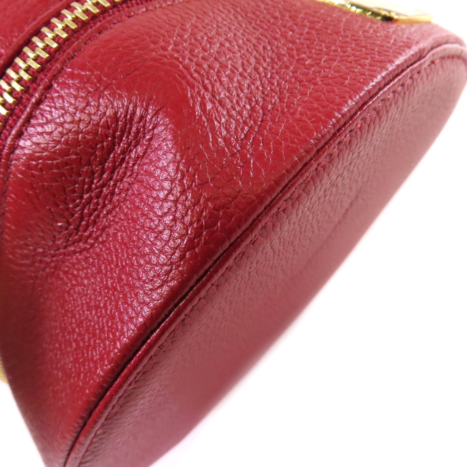 MCM 【激減優惠】皮革Vanity Cosmetic Case金扣化妝箱/手挽袋紅色