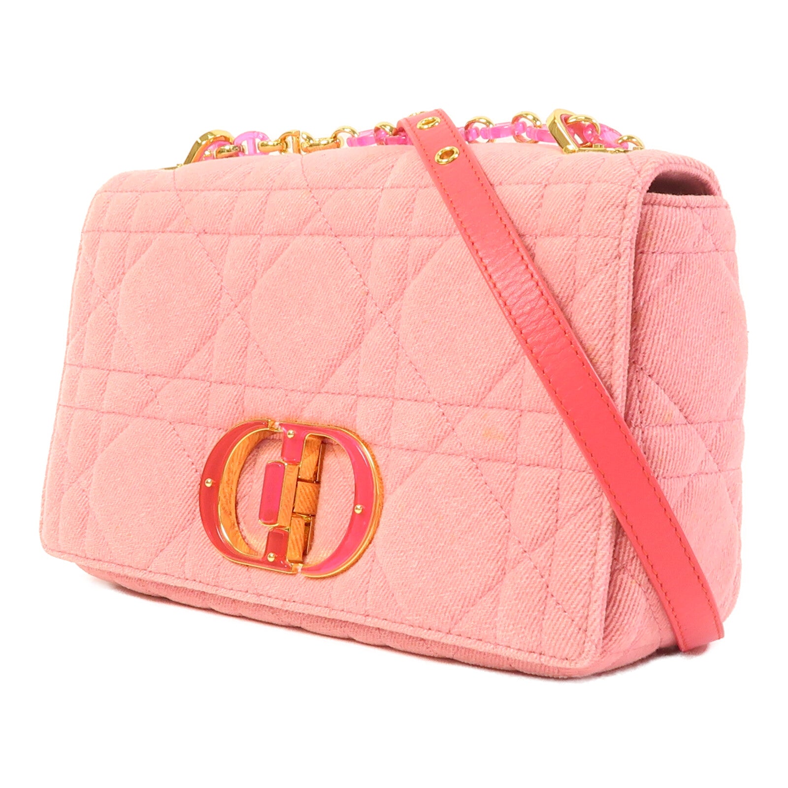 Dior 帆布Dior Caro金扣鏈帶肩背袋