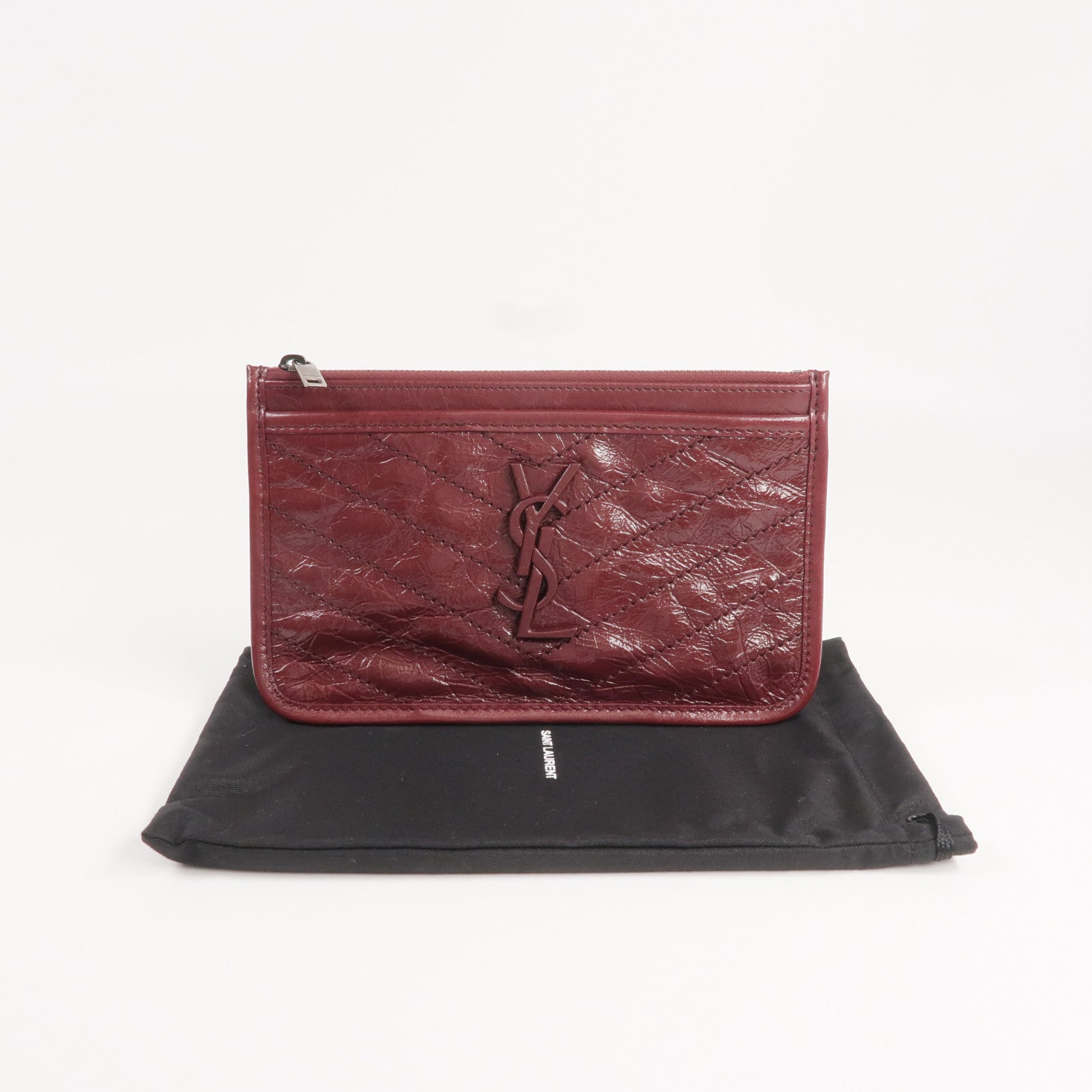 SAINT LAURENT 牛皮皮革Niki Ville銀扣手拿包