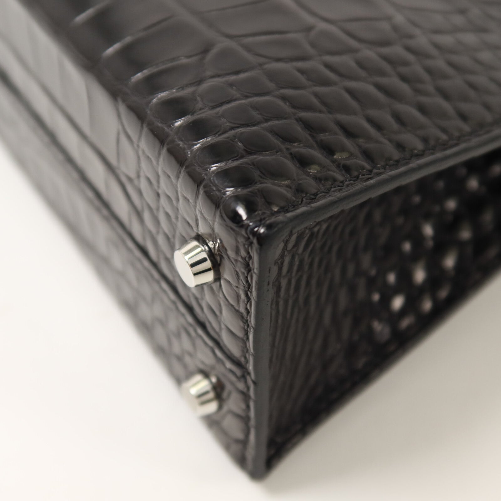 HERMES Alligator皮革Mini Kelly手挽肩背兩用袋Noir