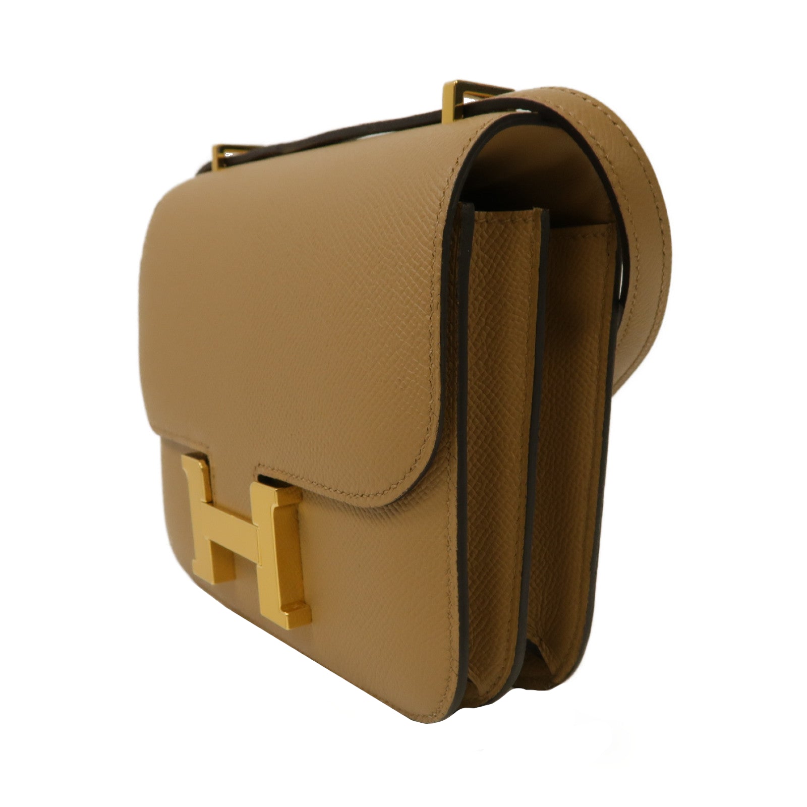 HERMES Epsom皮革Constance Mini金扣肩背袋Beige de weimar