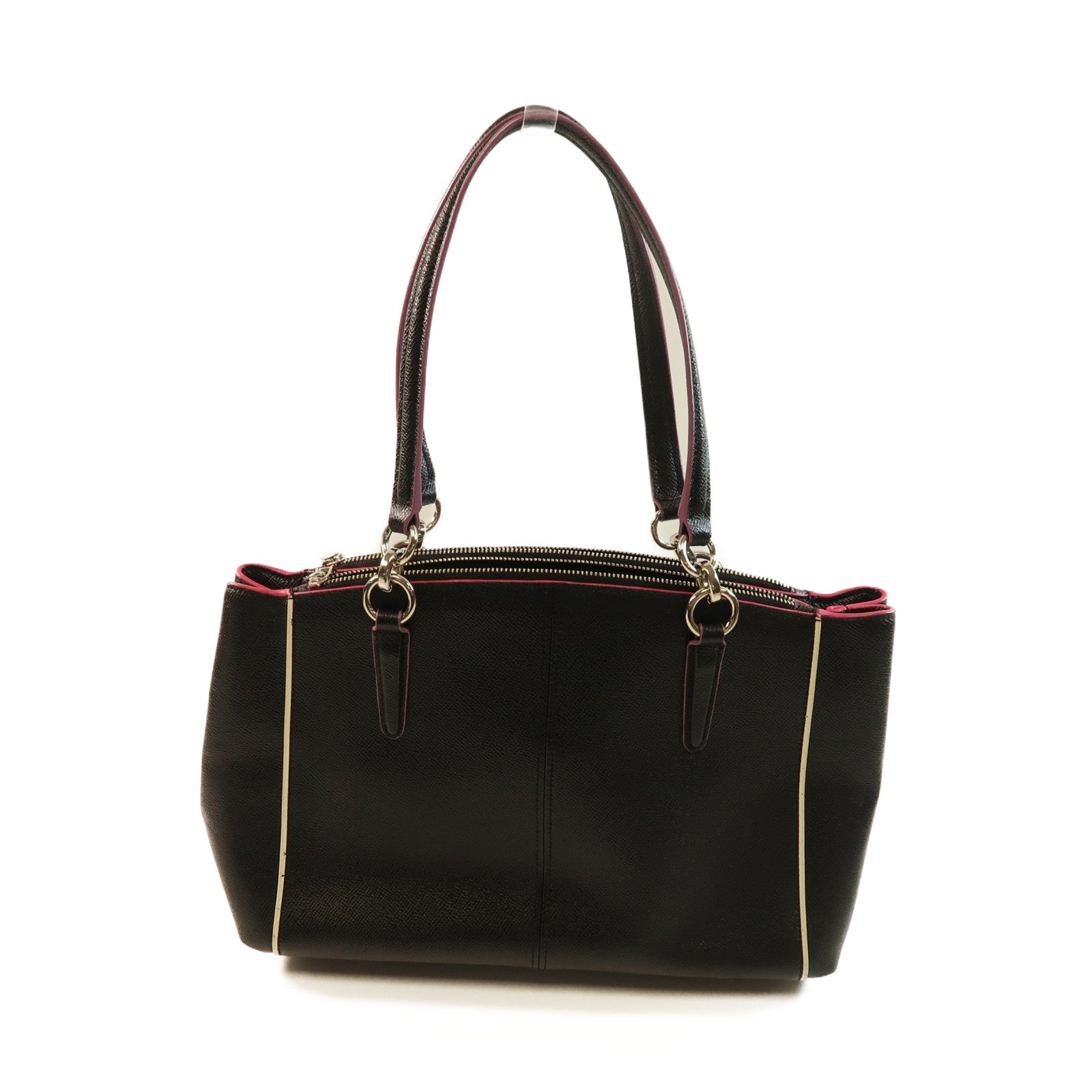 COACH 牛皮皮革Shoulder Bag銀扣肩背袋黑色