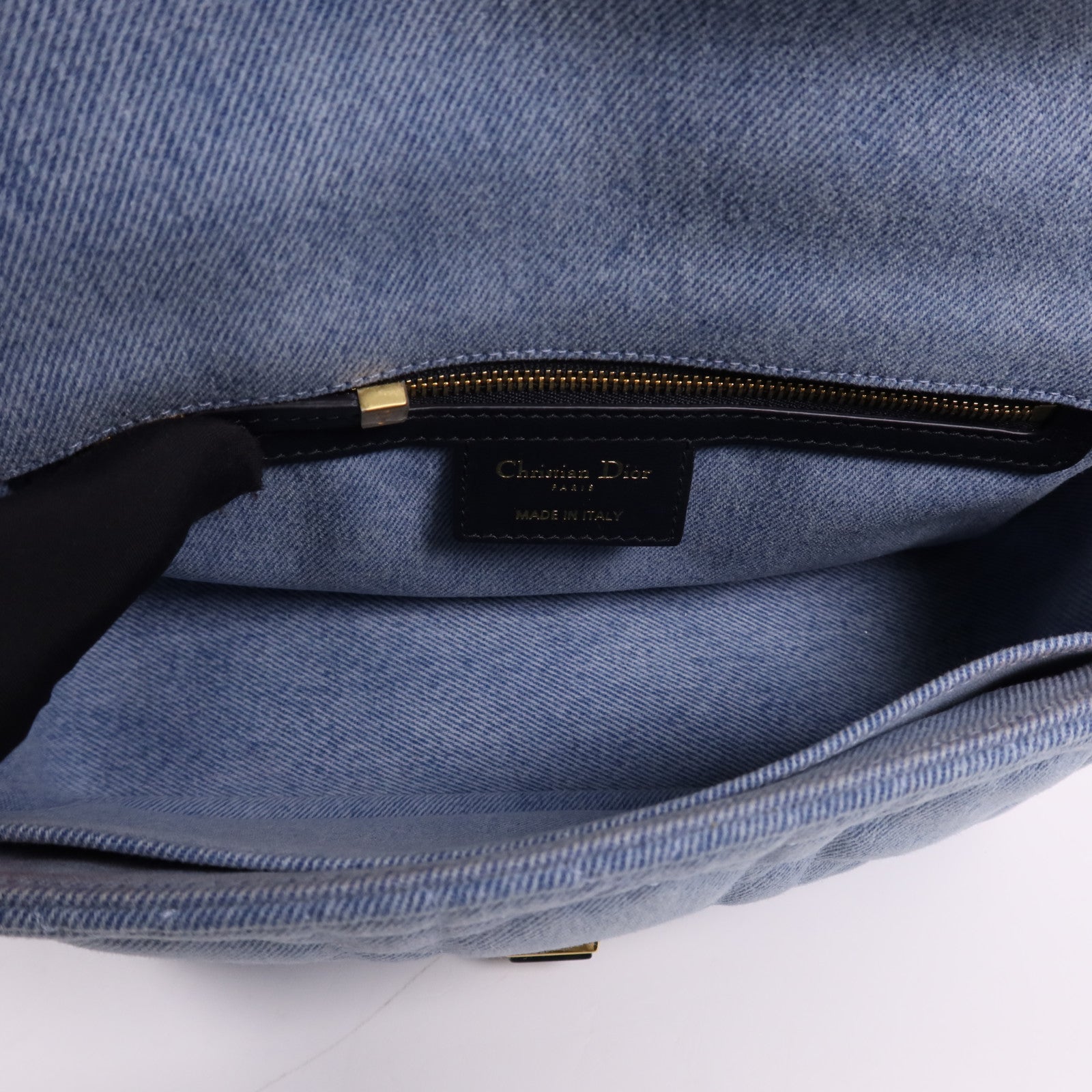 Dior 牛仔布Caro Bag Medium金扣肩背袋