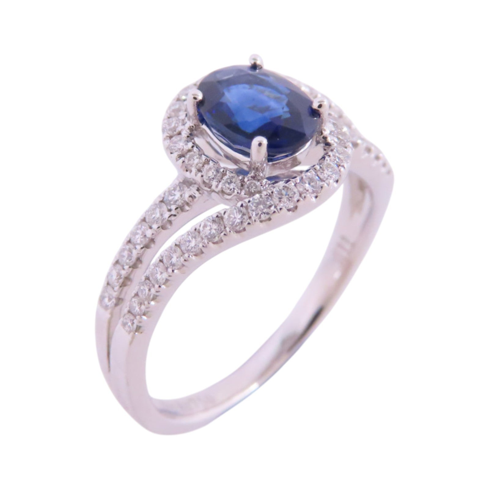 JEWELRY 18K白金/藍寶石/鑽石Sapphire Diamond Ring戒指US#7.5