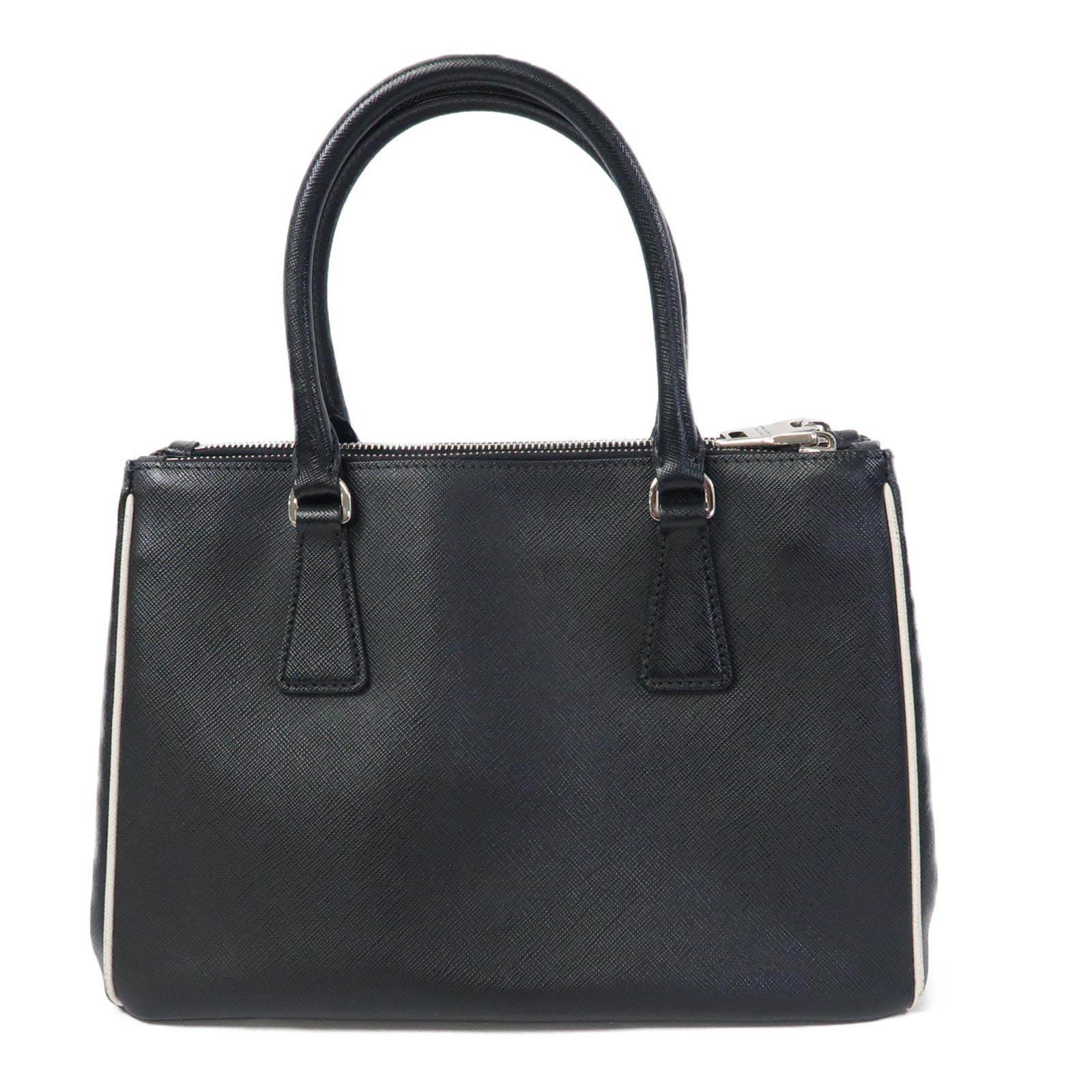 PRADA 牛皮皮革2 Way Shoulder Bag銀扣手挽肩背兩用袋黑色
