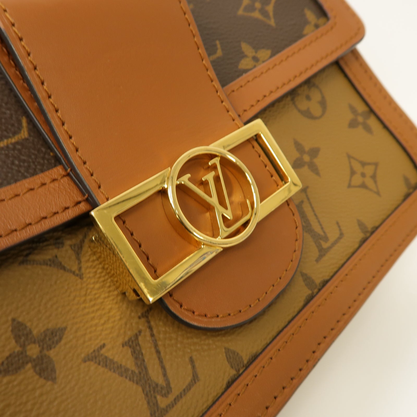 LOUIS VUITTON 【激減優惠】Monogram Reverse Dauphine金扣肩背袋啡色