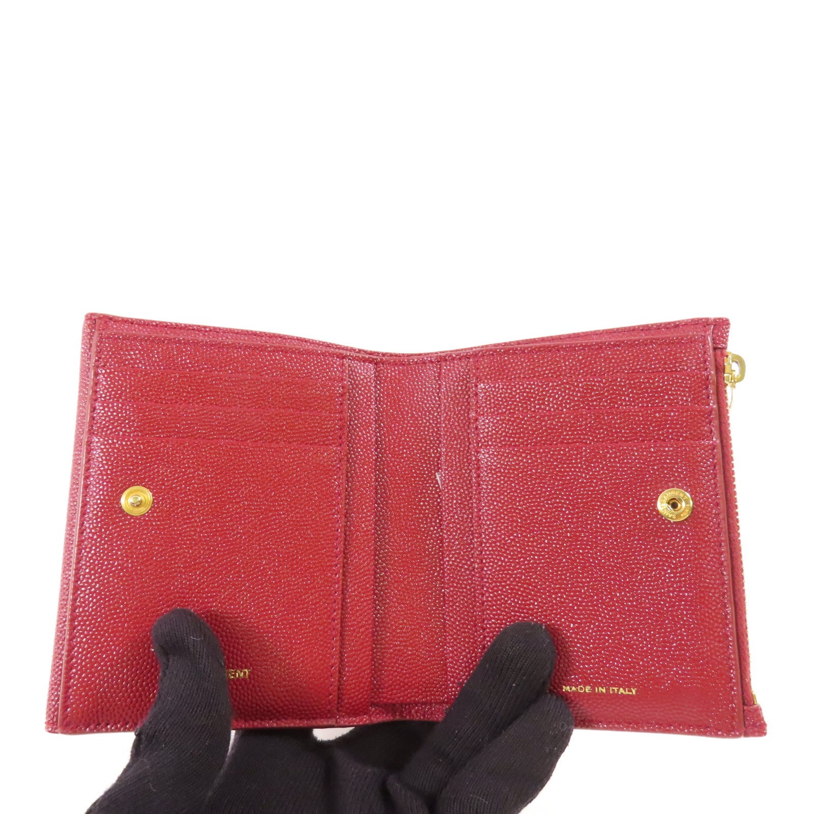 YVES SAINT LAURENT 【激減優惠】牛皮皮革Bifold Wallet金扣錢包