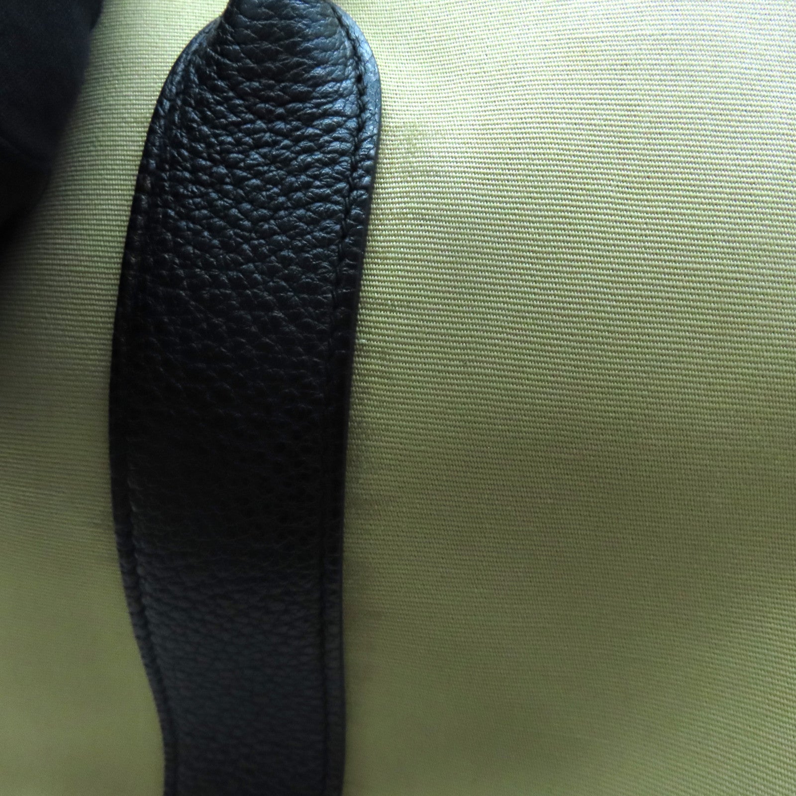 HERMES 【激減優惠】帆布GardenParty PM銀扣手挽袋米色/黑色