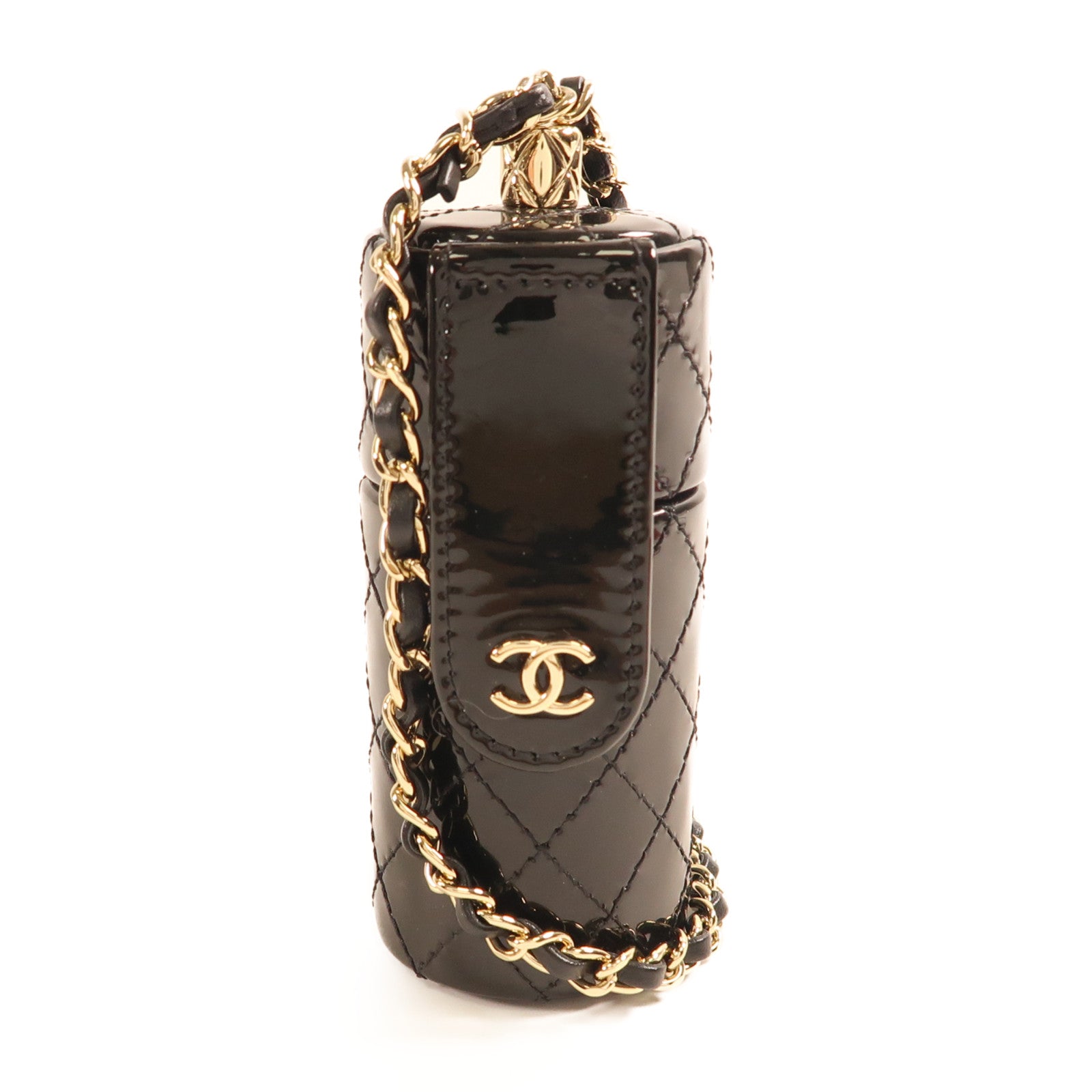 CHANEL 【激減優惠】漆皮皮革Chain Shoulder金扣鏈帶肩背袋