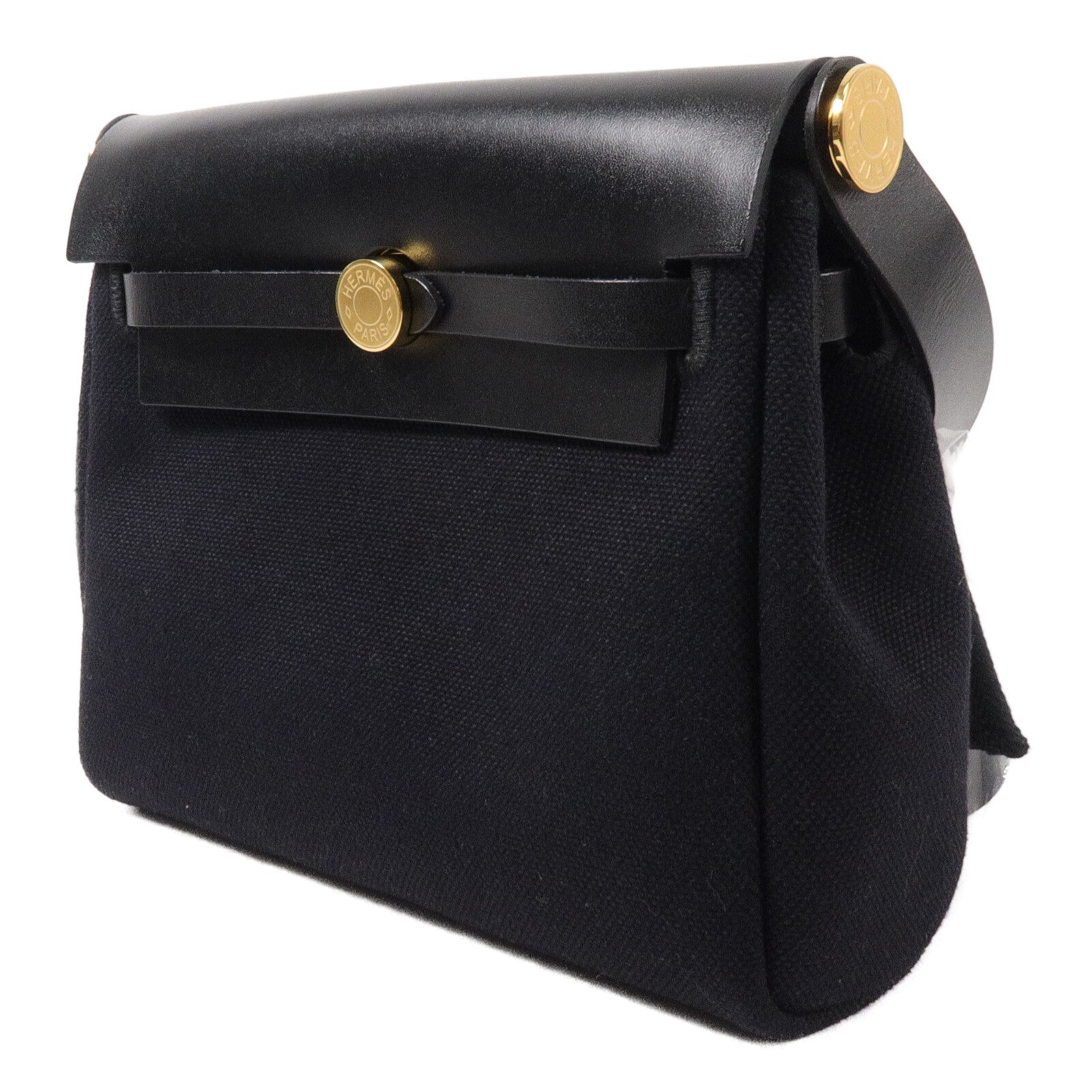 HERMES 帆布Mini Herbag肩背袋Noir