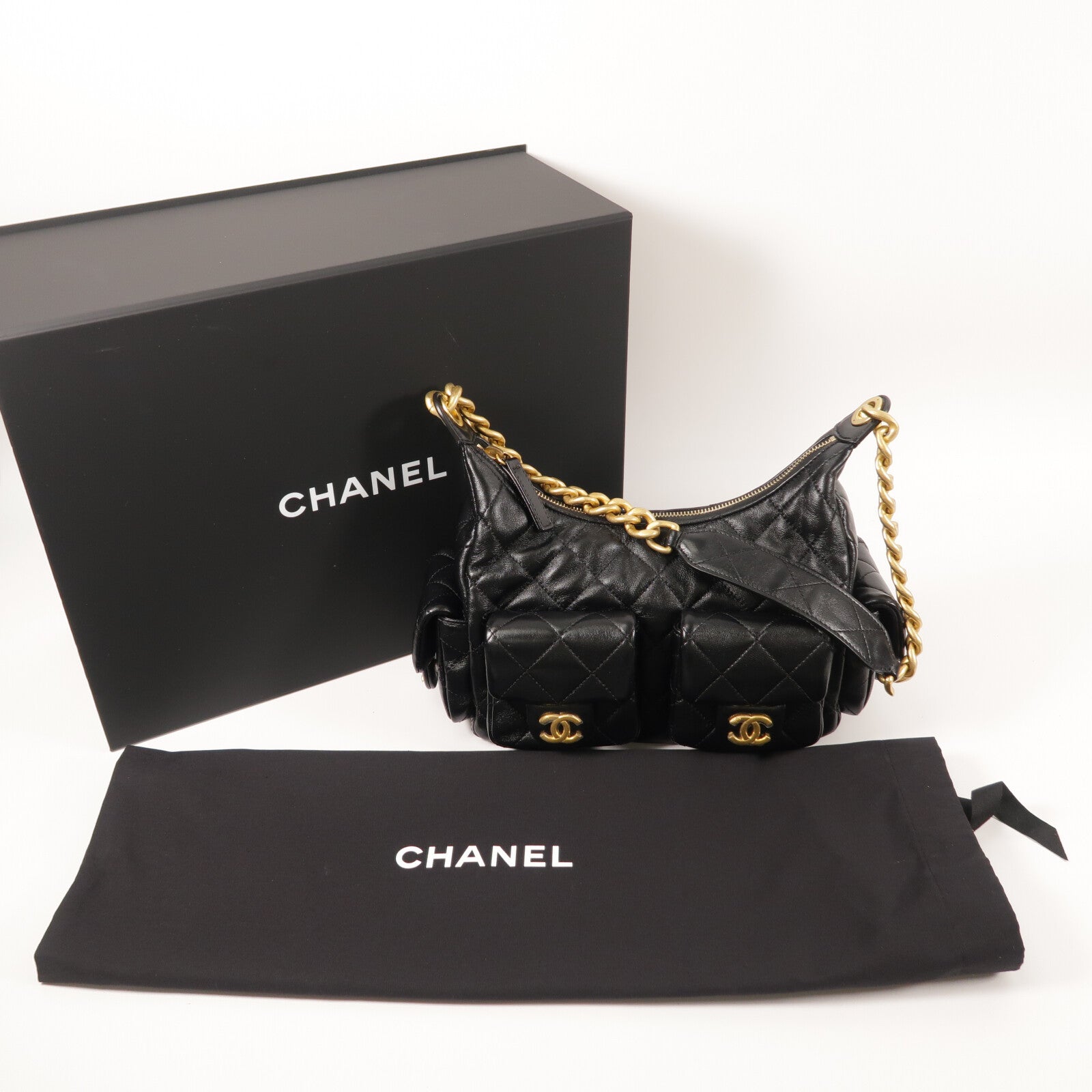 CHANEL 羊皮皮革25C Hobo Bag鏈帶肩背袋