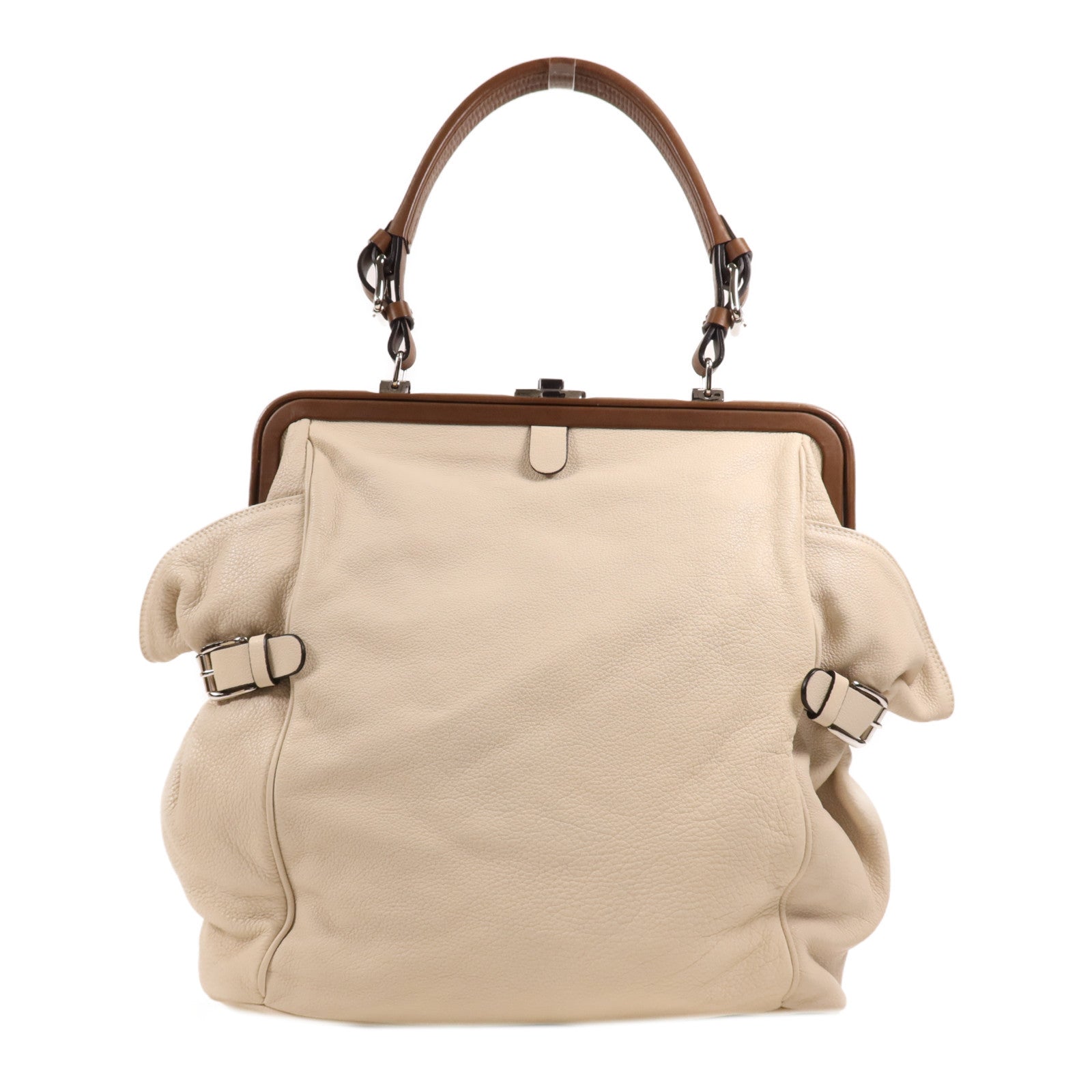 SELECTION 【激減優惠】牛皮皮革Tote Bag銀扣手挽袋