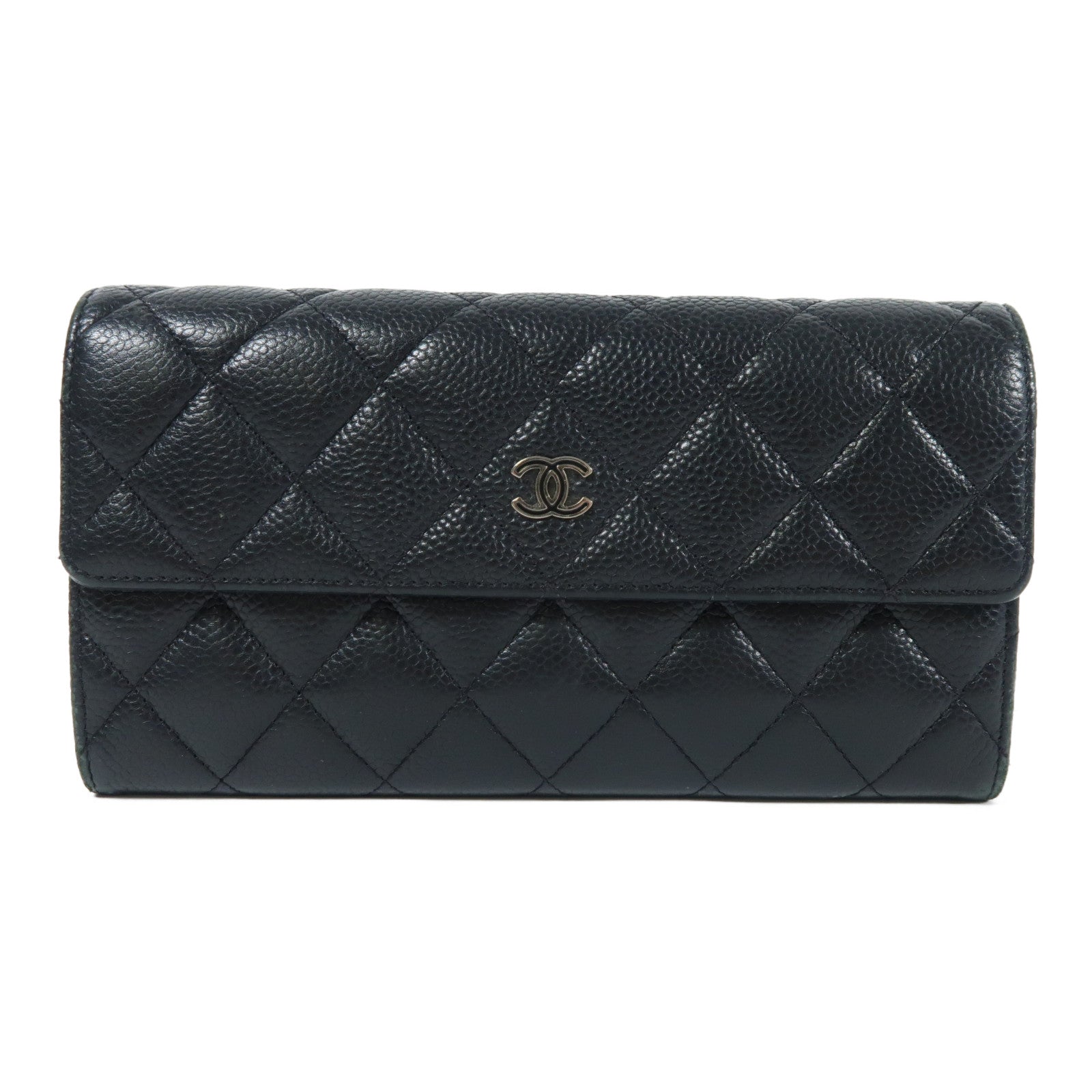 CHANEL CC SHW Long Wallet Calfskin Leather Black