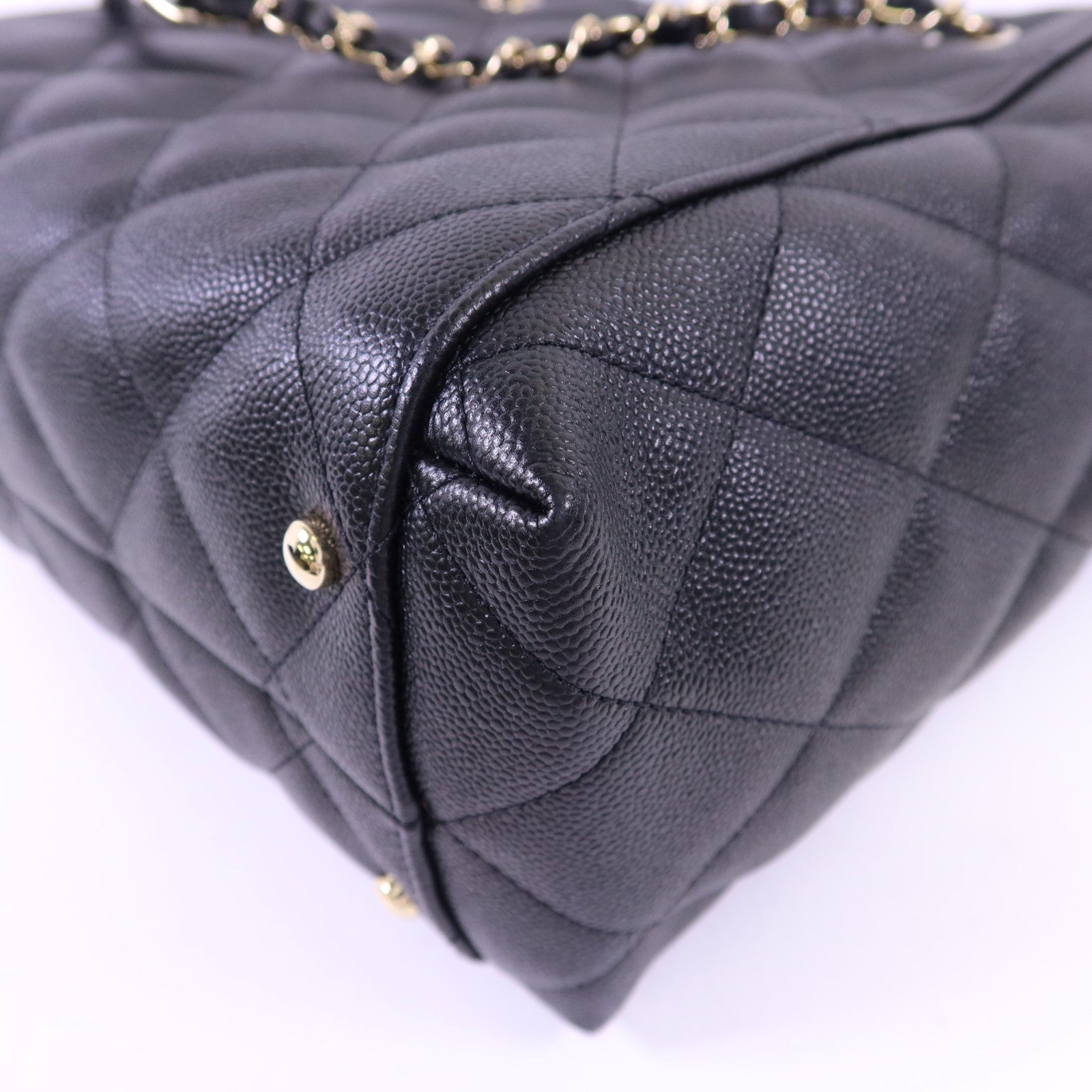 CHANEL 牛皮皮革Shoulder Tote金扣鏈帶肩背袋