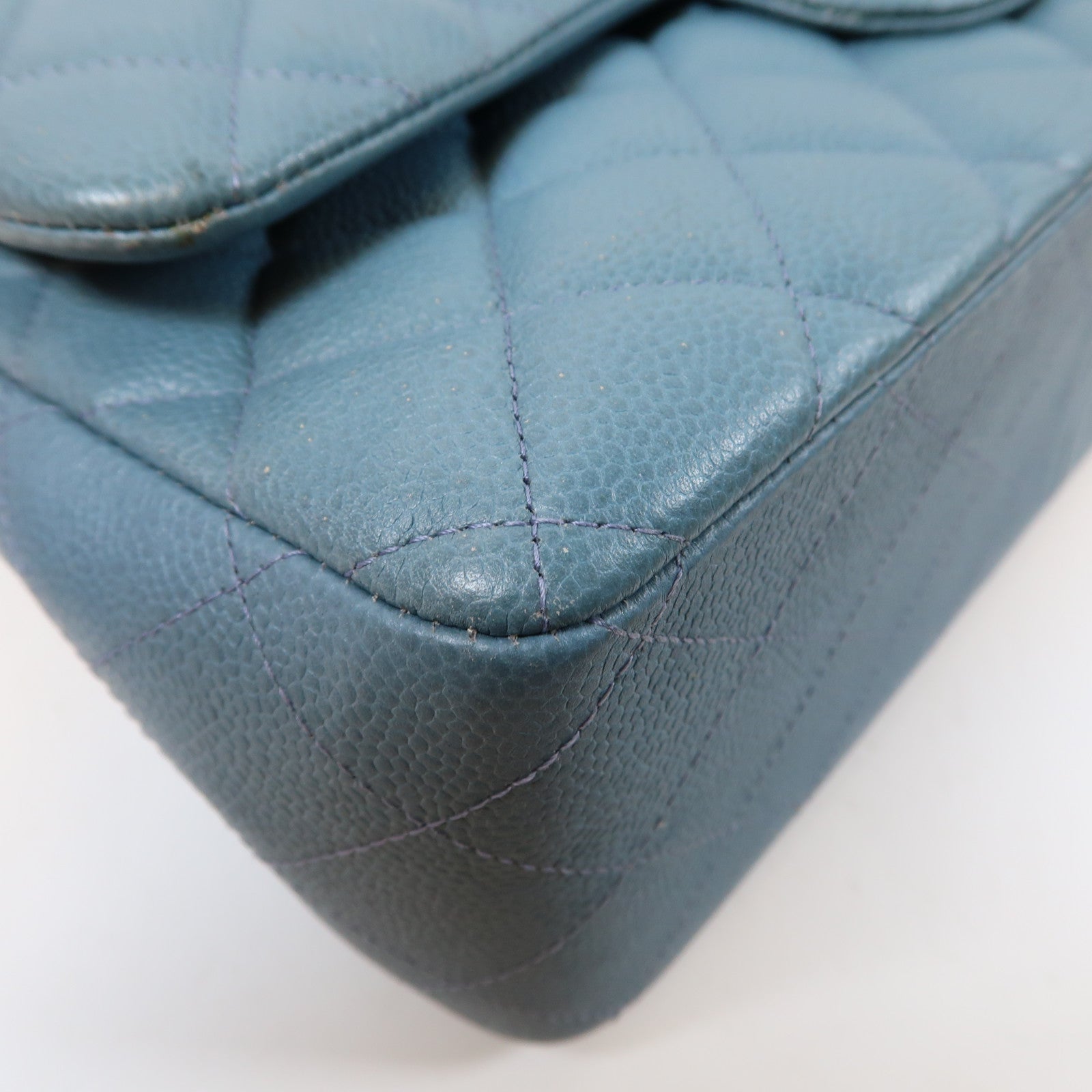 CHANEL 【激減優惠】菱格牛皮皮革Chain Shoulder Bag銀扣鏈帶肩背袋藍色