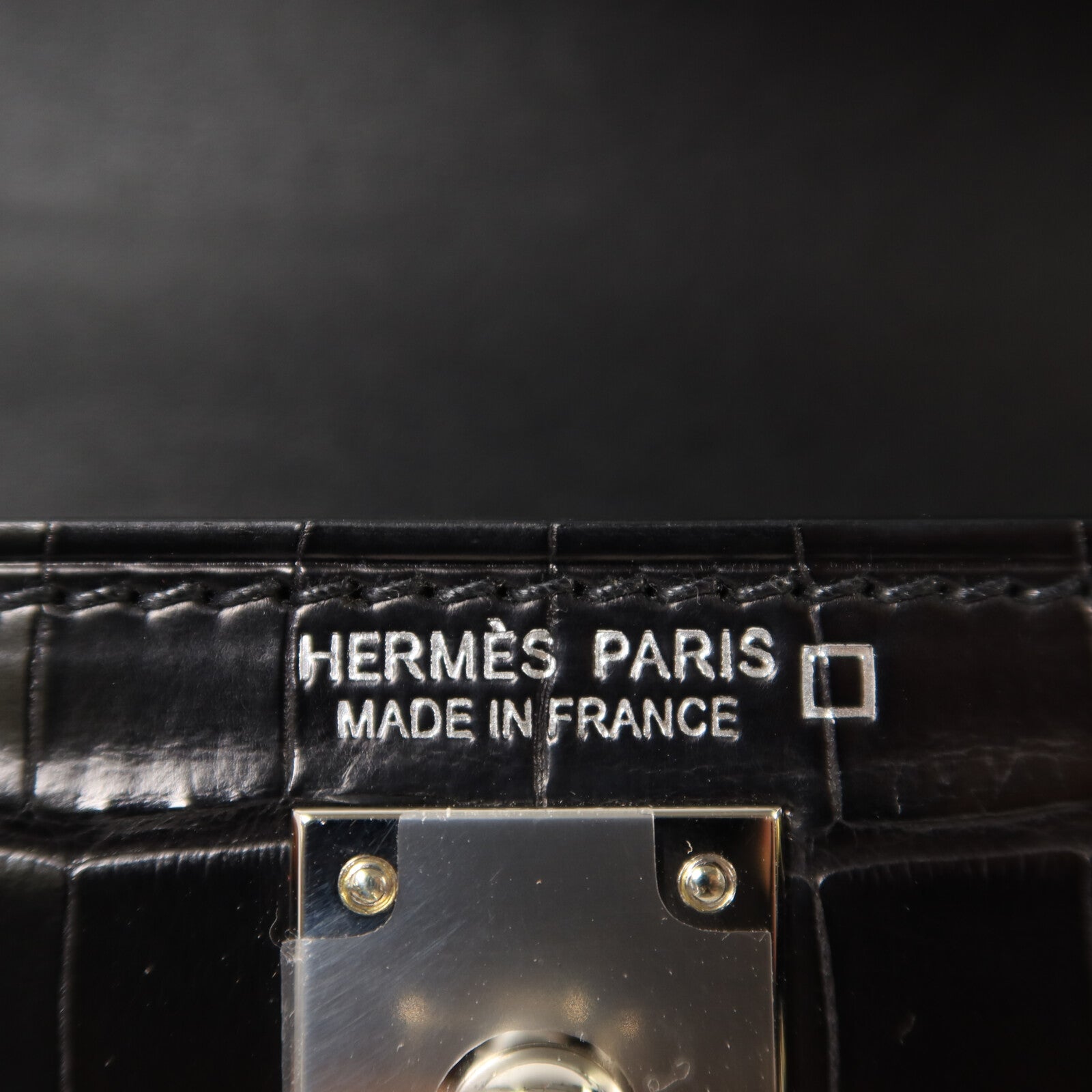 HERMES Alligator皮革Mini Kelly手挽肩背兩用袋Noir