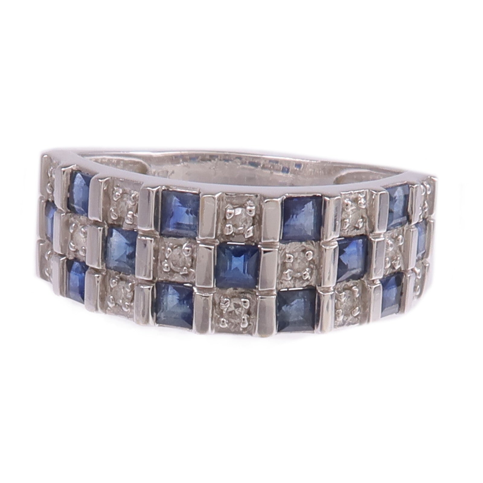 JEWELRY 18K白金Sapphire Diamond Ring藍寶石/鑽石戒指US#7.25