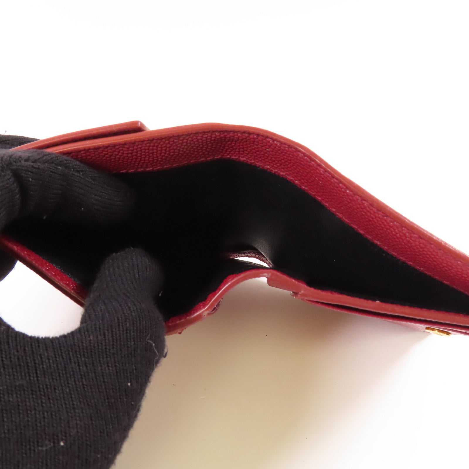 YVES SAINT LAURENT 牛皮皮革Bifold Wallet金扣錢包