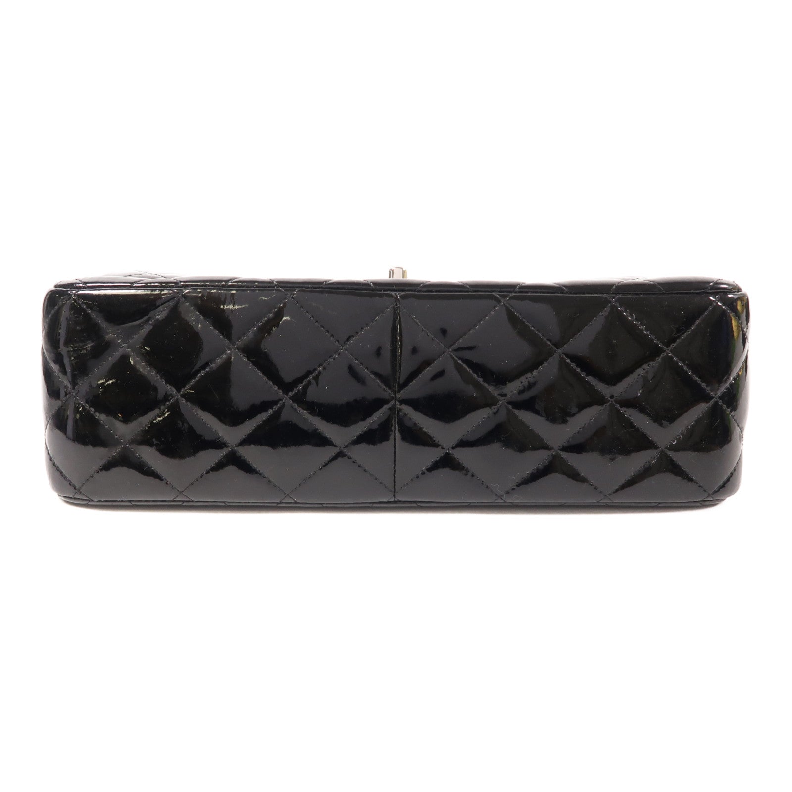 CHANEL 漆皮皮革Large Classic銀扣鏈帶肩背袋