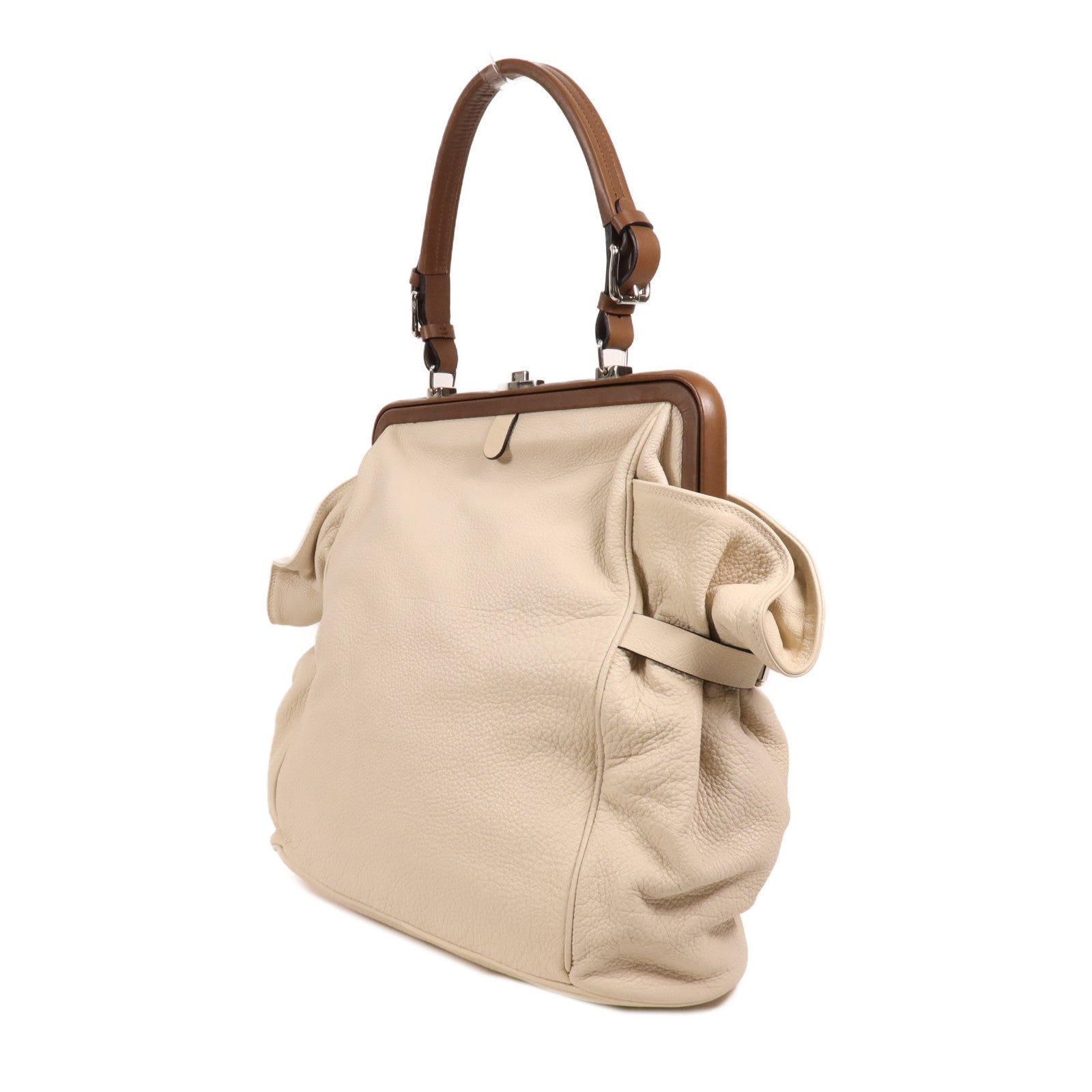 SELECTION 【激減優惠】牛皮皮革Tote Bag銀扣手挽袋