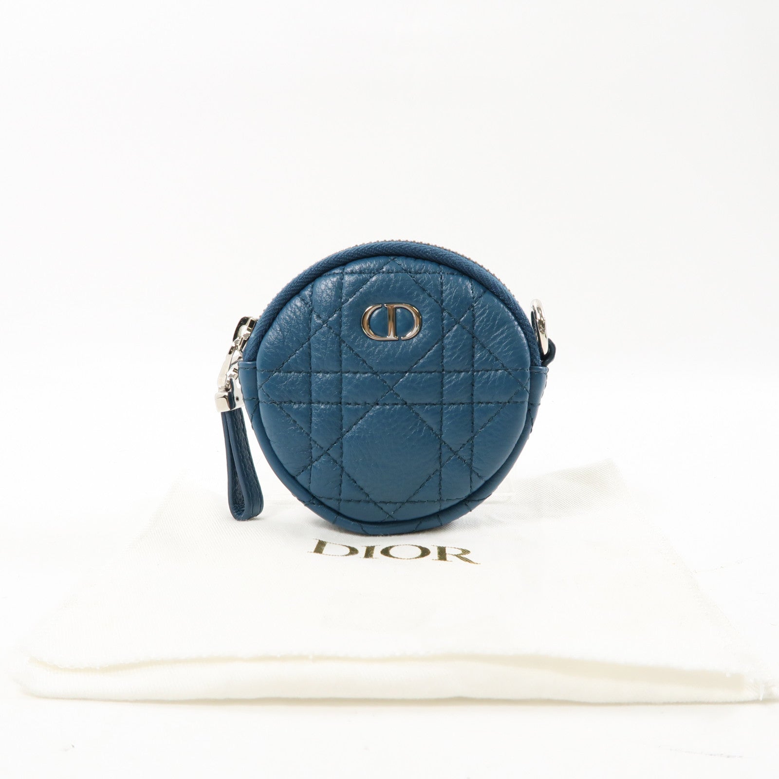 Dior 牛皮皮革Coin Case銀扣零錢包藍色
