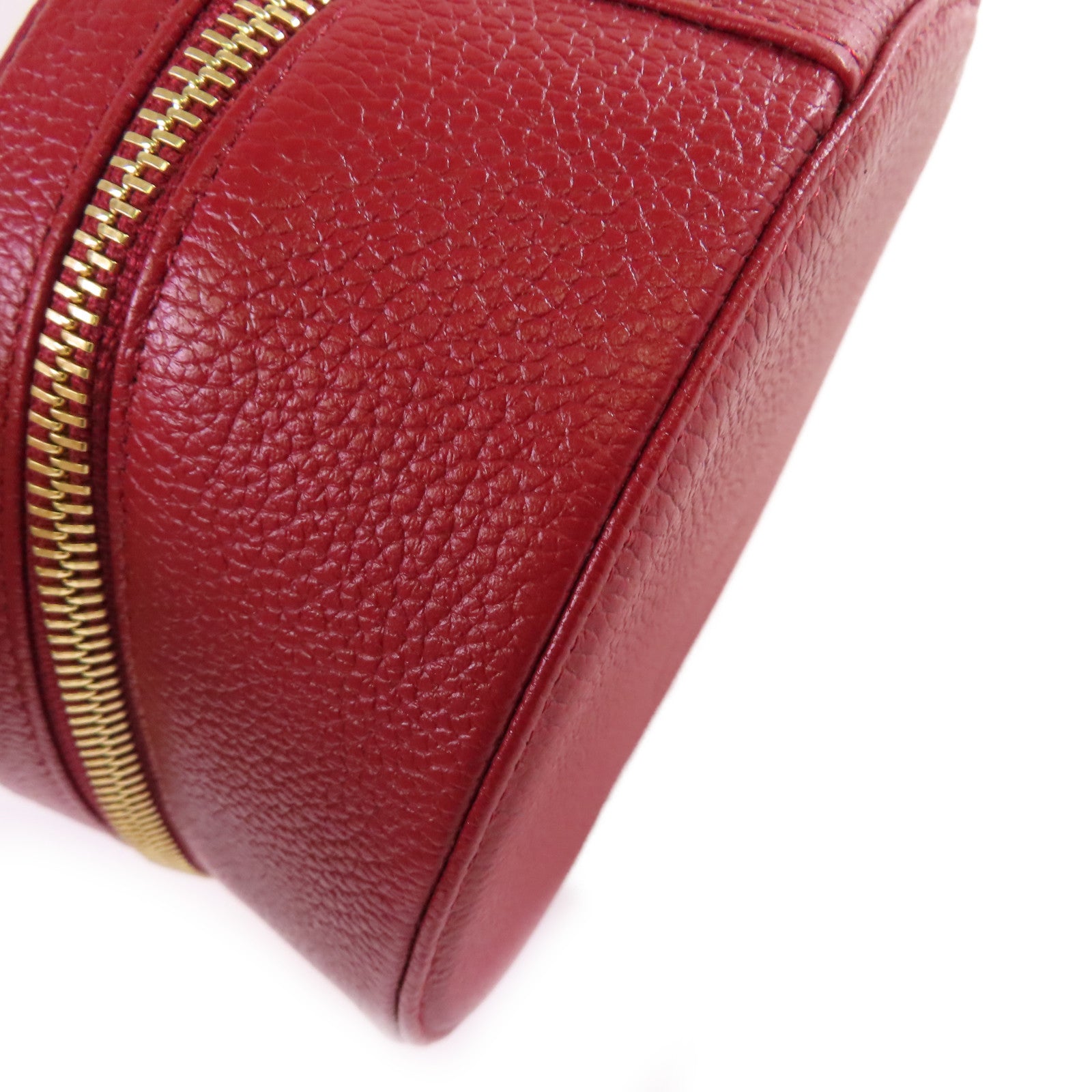 MCM 【激減優惠】皮革Vanity Cosmetic Case金扣化妝箱/手挽袋紅色