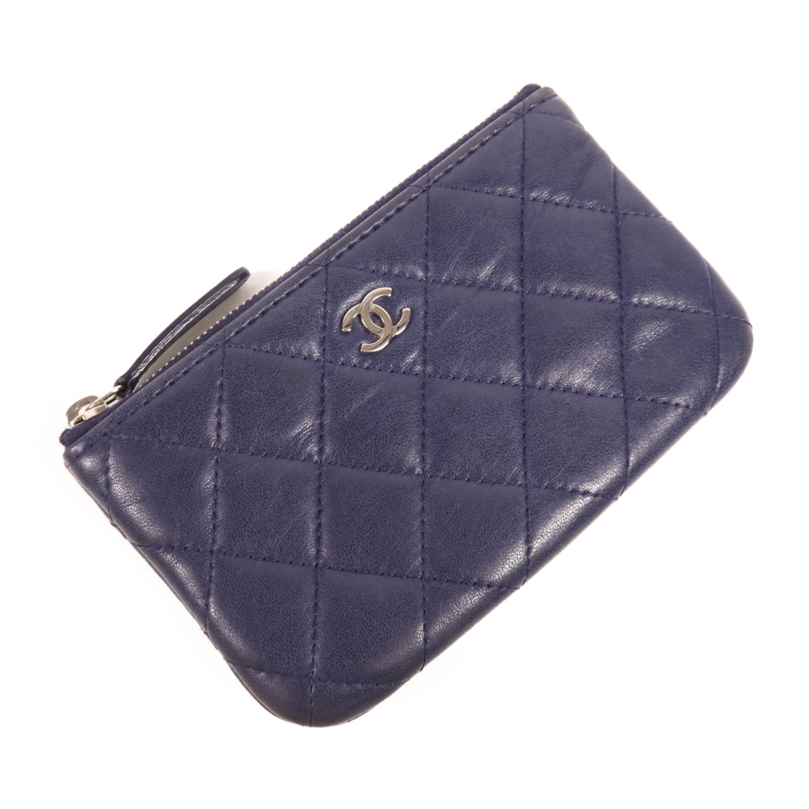 CHANEL 羊皮皮革Pouch銀扣手拿包