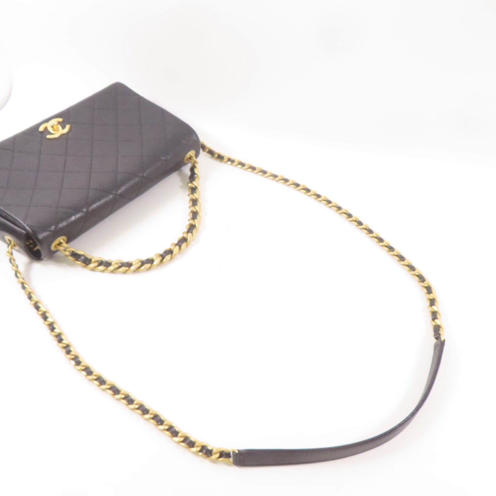 CHANEL 牛皮皮革2 Way Shoulder Bag金扣手挽肩背兩用袋黑色