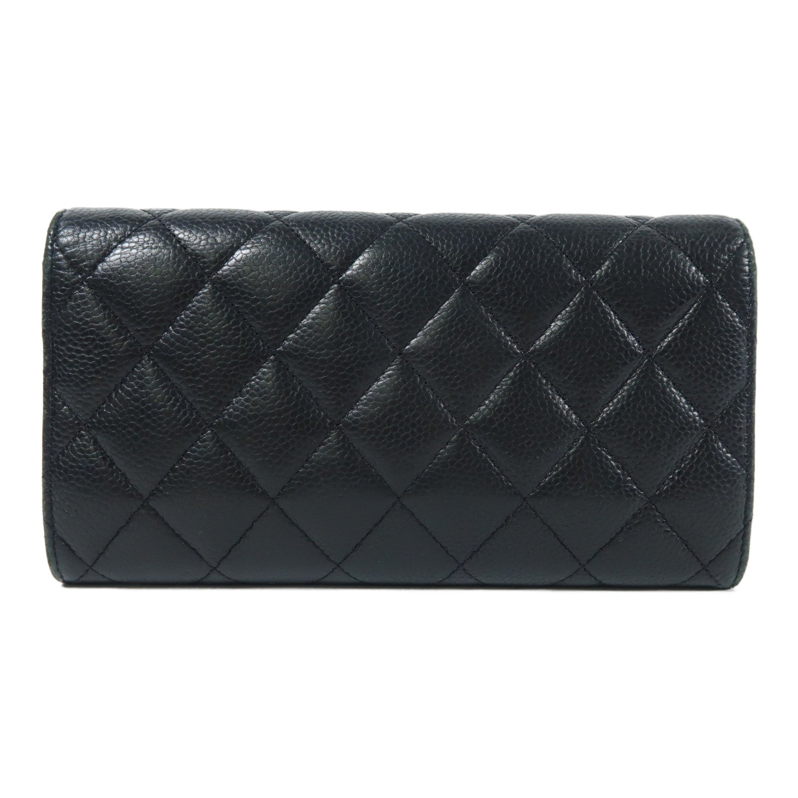 CHANEL CC SHW Long Wallet Calfskin Leather Black