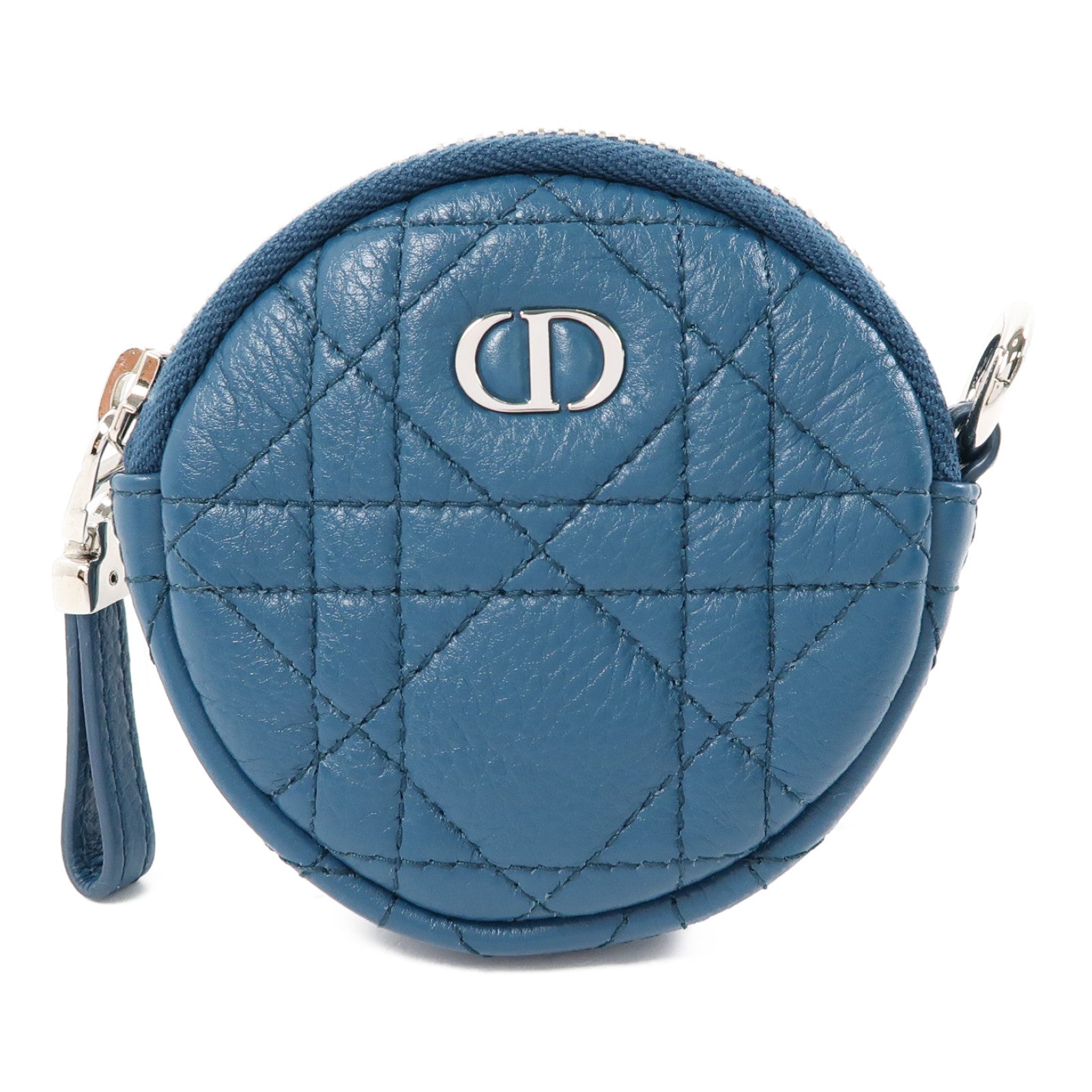 Dior 牛皮皮革Coin Case銀扣零錢包藍色