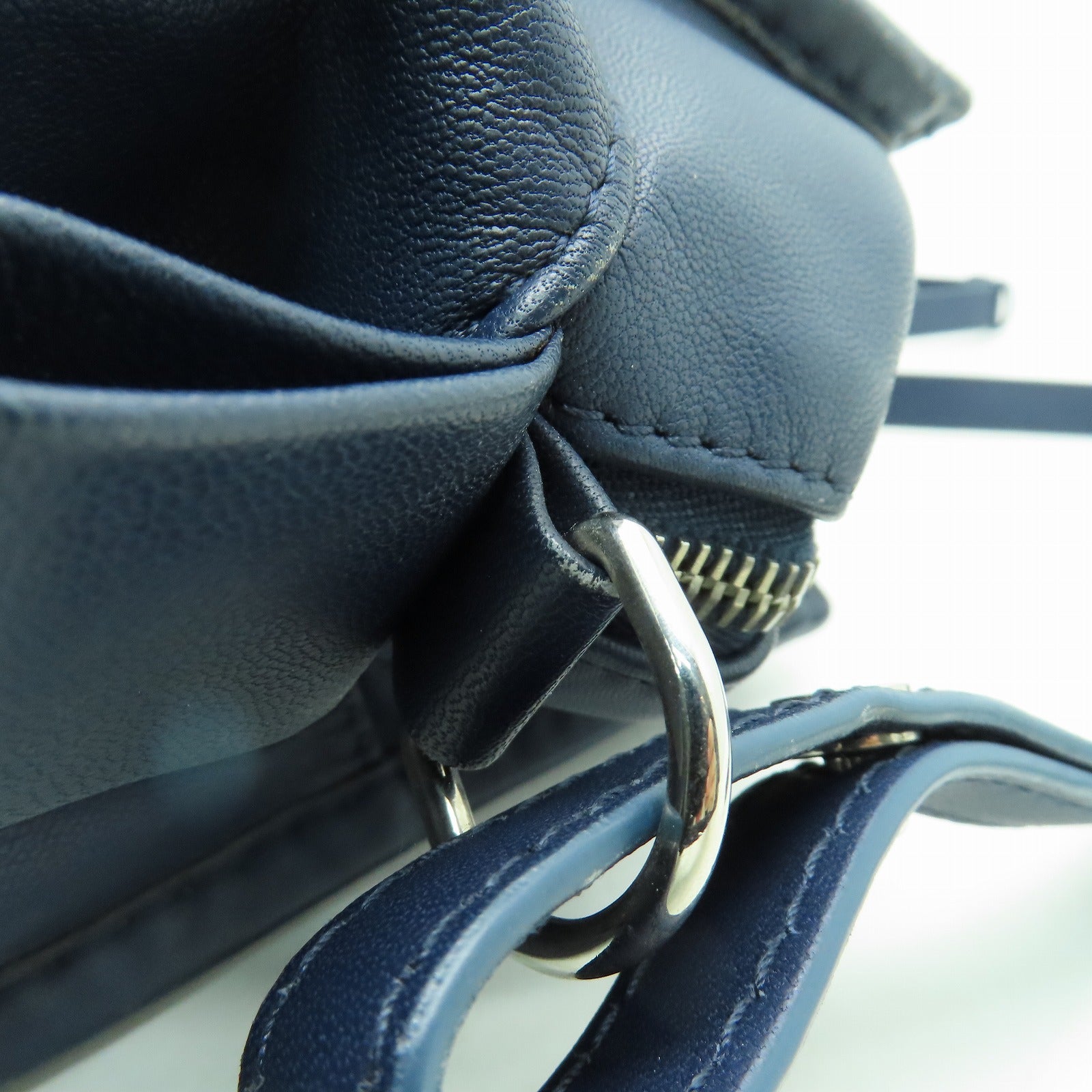 BALENCIAGA 【激減優惠】牛皮皮革2way Shoulder Bag銀扣手挽肩背兩用袋藍色