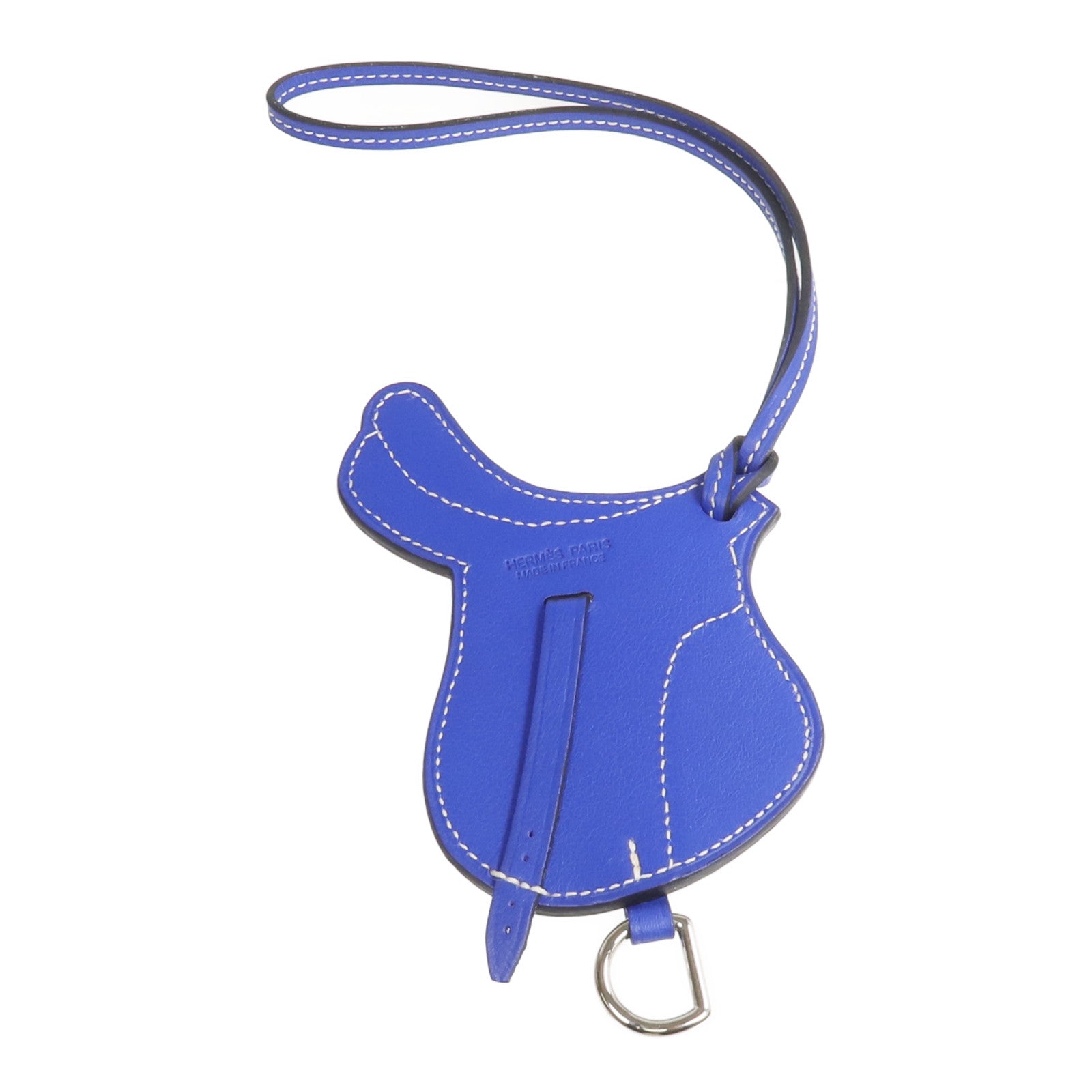HERMES Swift皮革Paddock Selle Charm掛飾Bleu Electrique