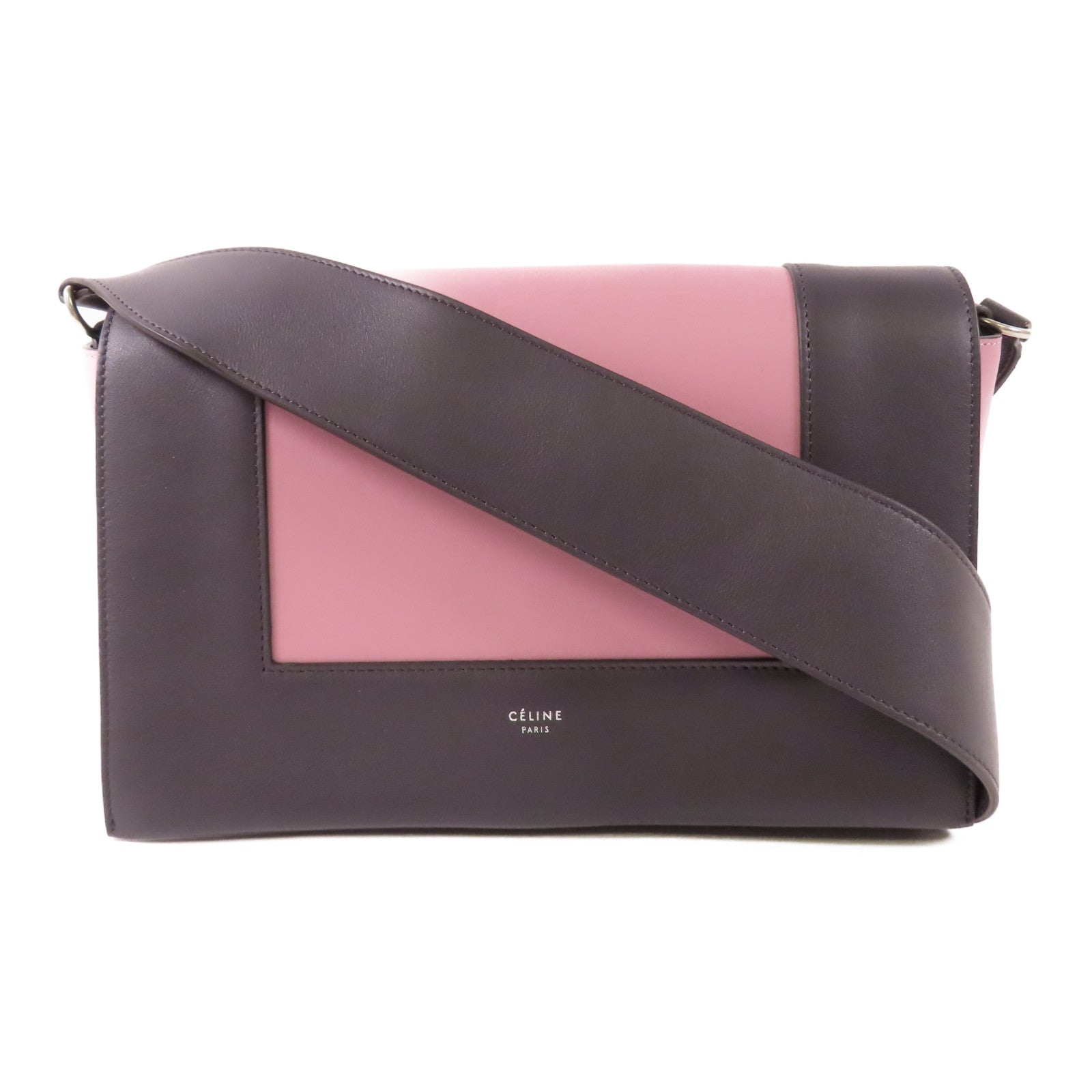 CELINE 牛皮皮革Shoulder Bag銀扣肩背袋