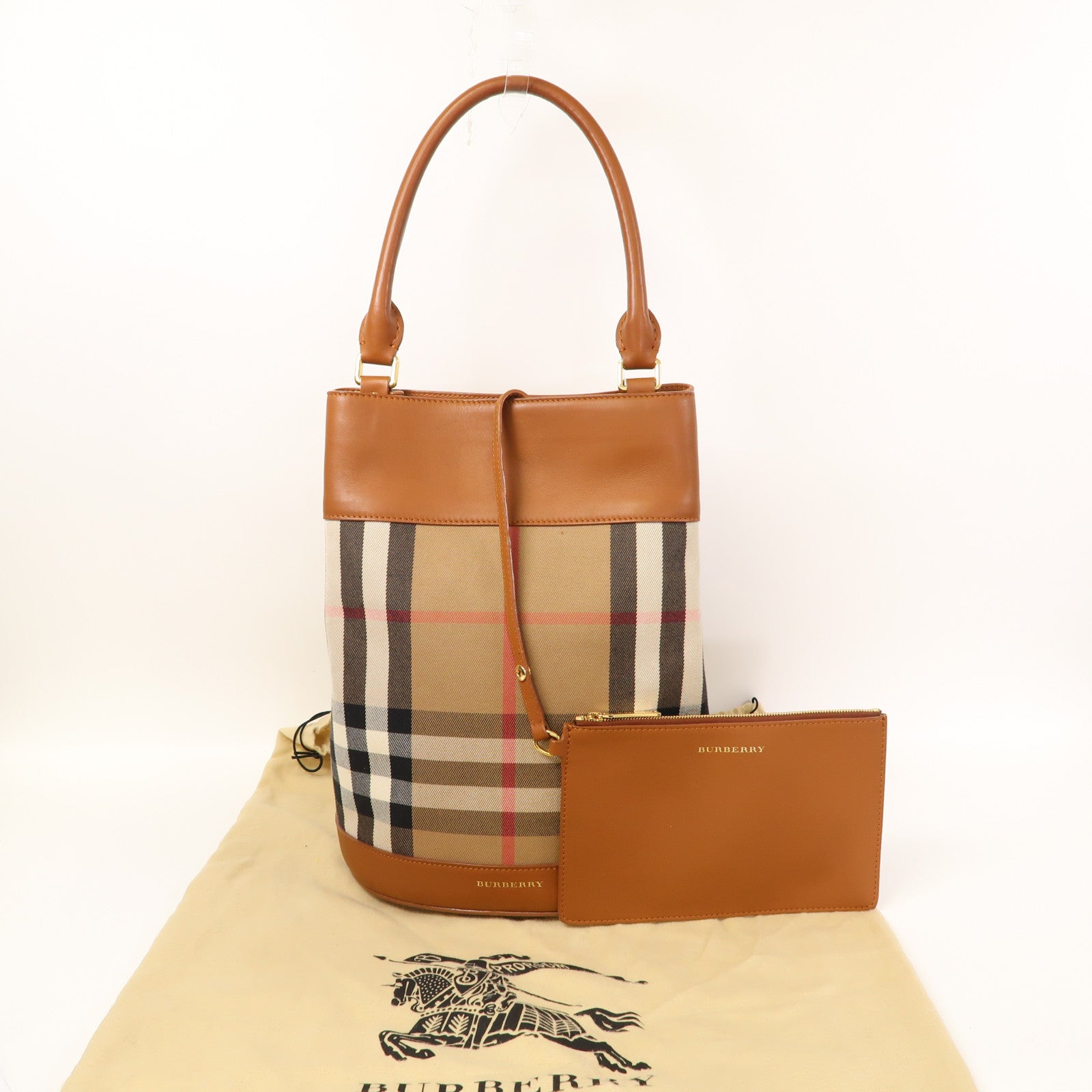 BURBERRY 帆布/皮革Shoulder Bag金扣肩背袋啡色