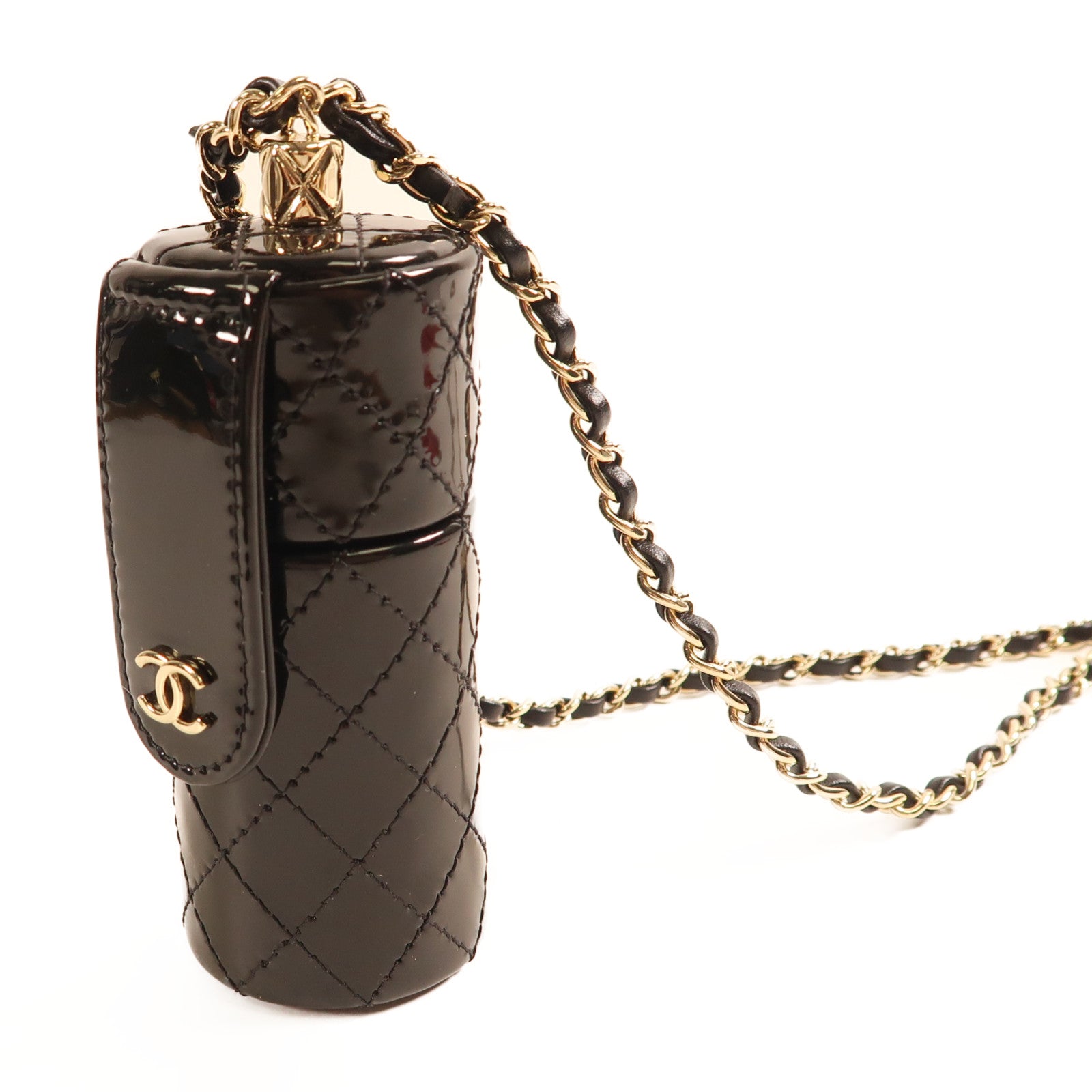 CHANEL 【激減優惠】漆皮皮革Chain Shoulder金扣鏈帶肩背袋