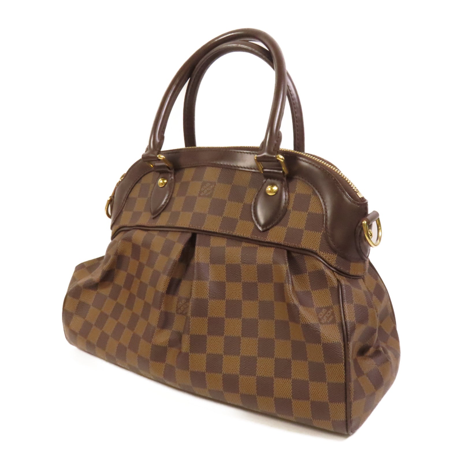 LOUIS VUITTON Damier Trevi金扣手挽肩背兩用袋棕色
