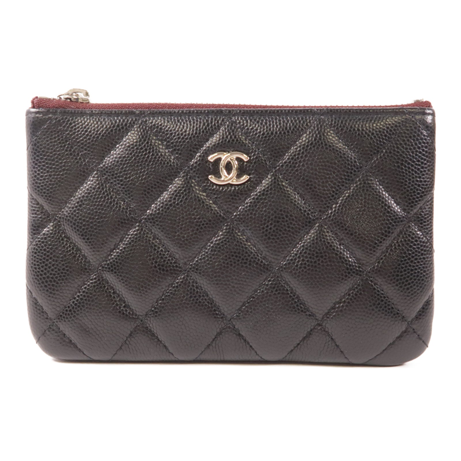 CHANEL 牛皮皮革Mini Pouch銀扣手拿包