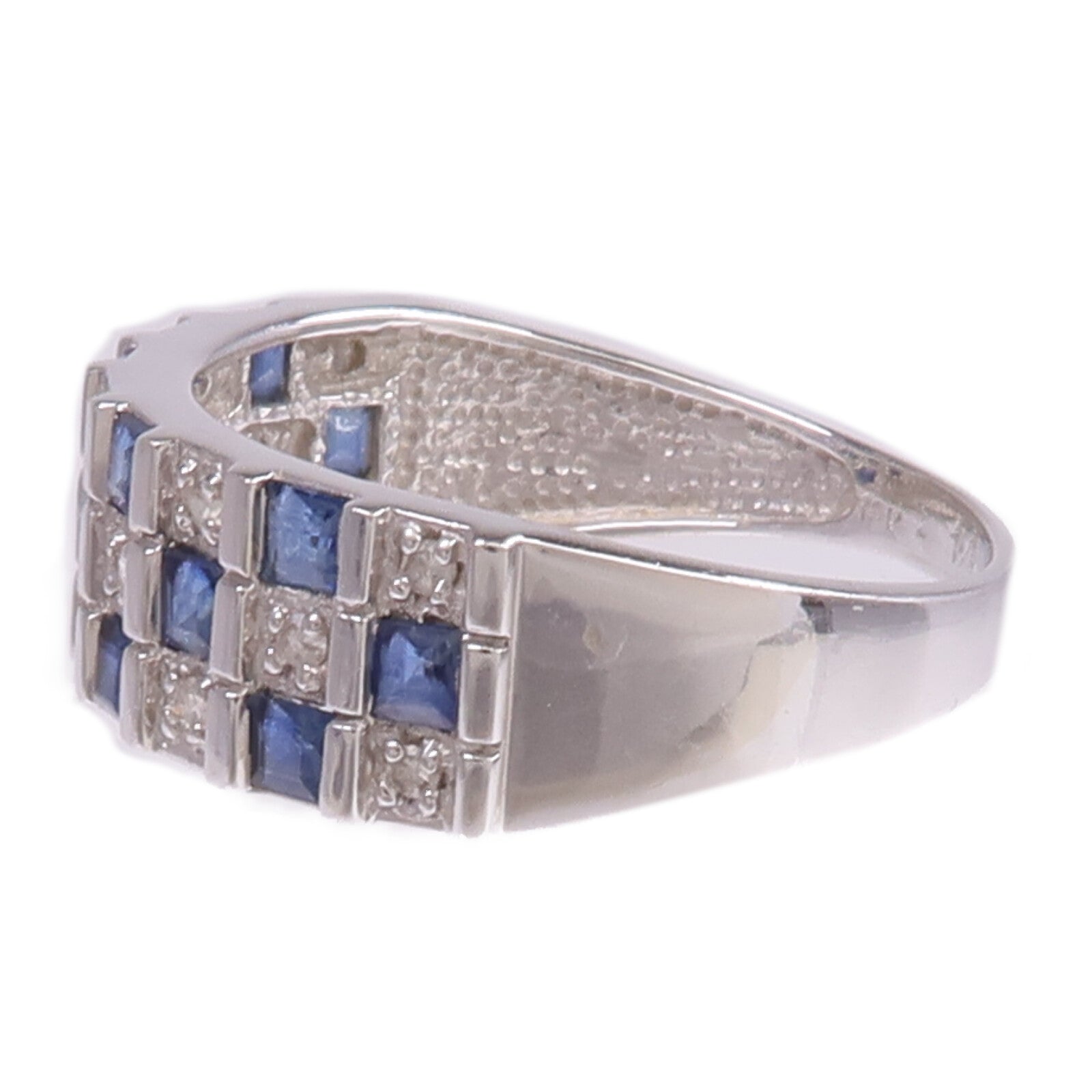 JEWELRY 18K白金Sapphire Diamond Ring藍寶石/鑽石戒指US#7.25