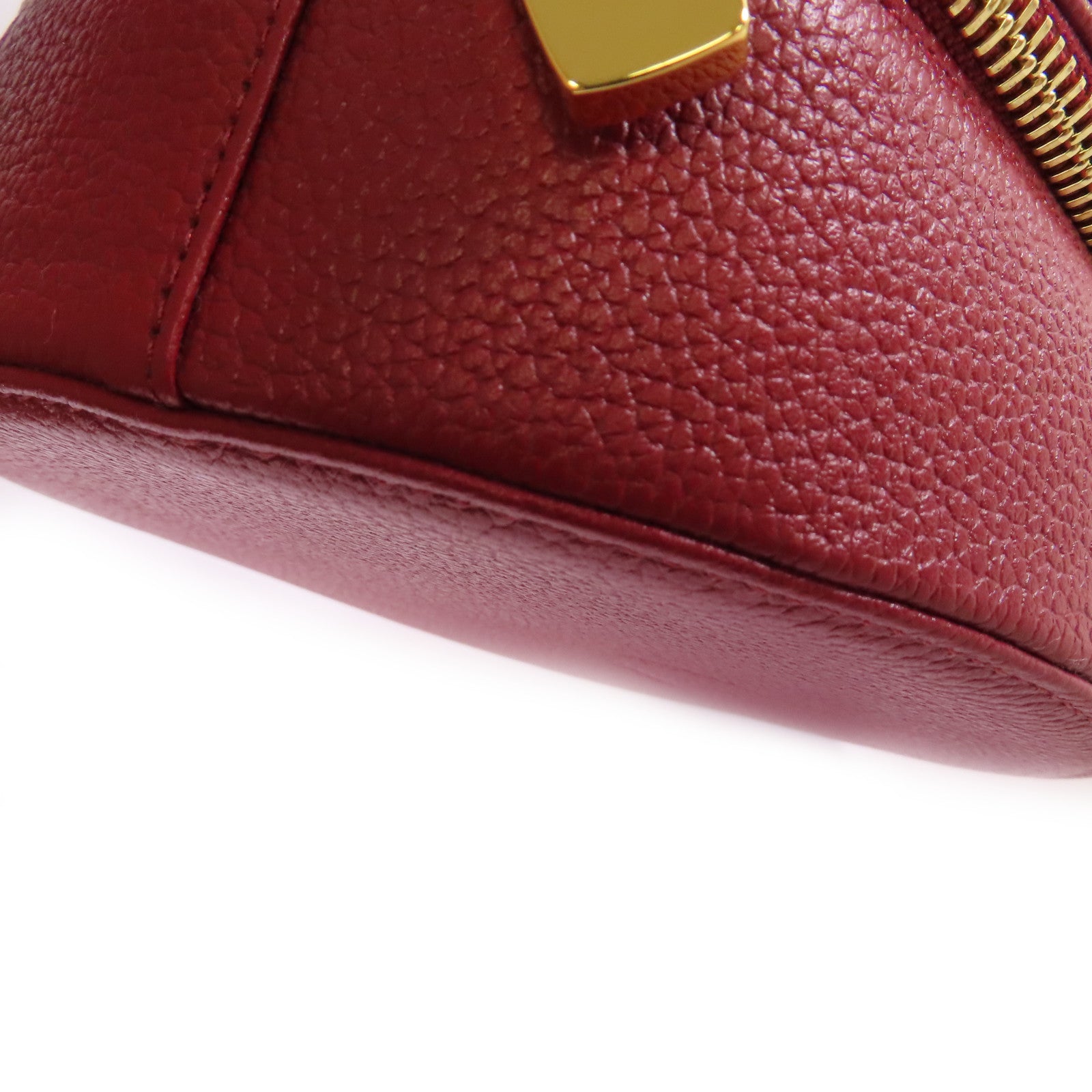 MCM 【激減優惠】皮革Vanity Cosmetic Case金扣化妝箱/手挽袋紅色
