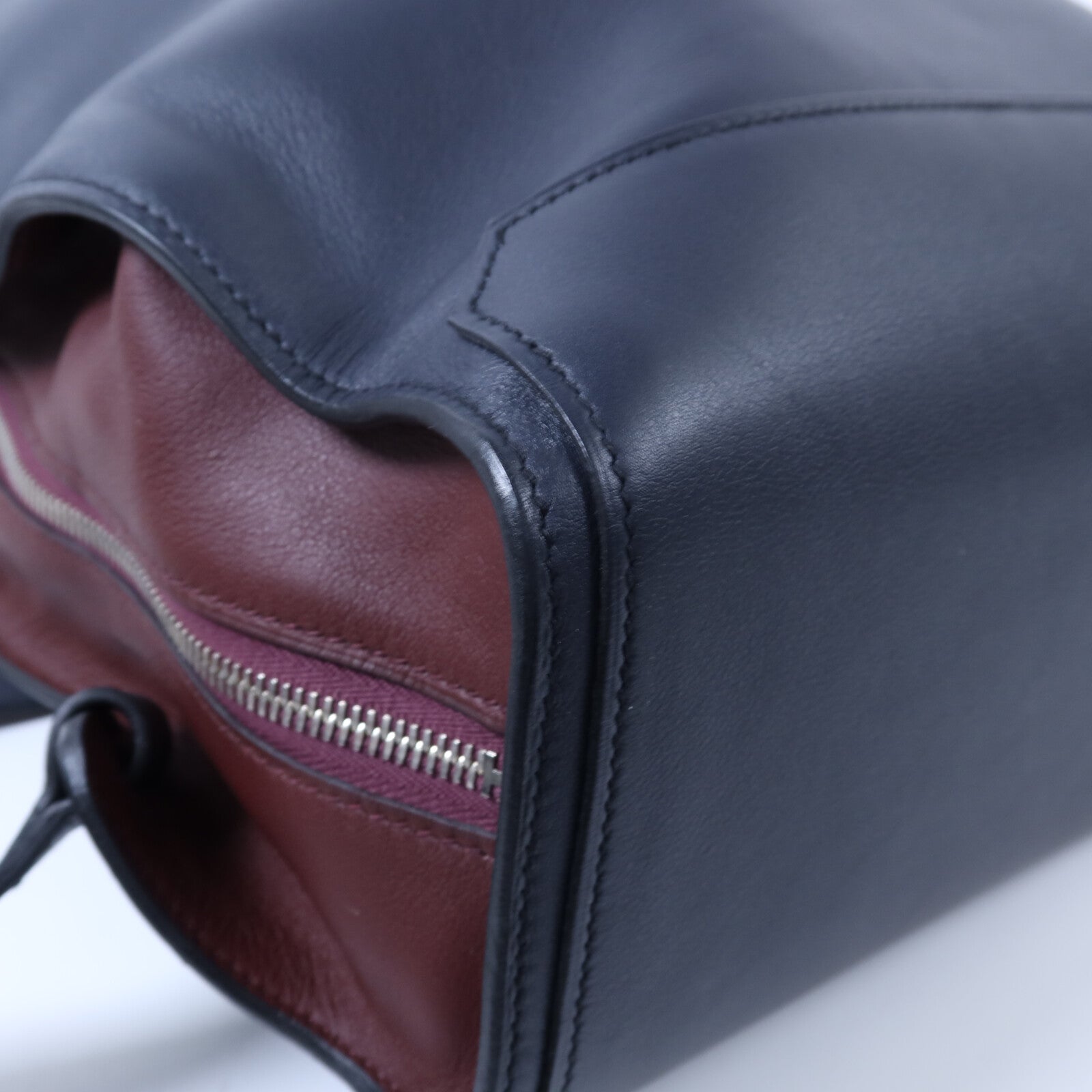 HERMES Evercolor皮革Cityback銀扣背包Blue/Red