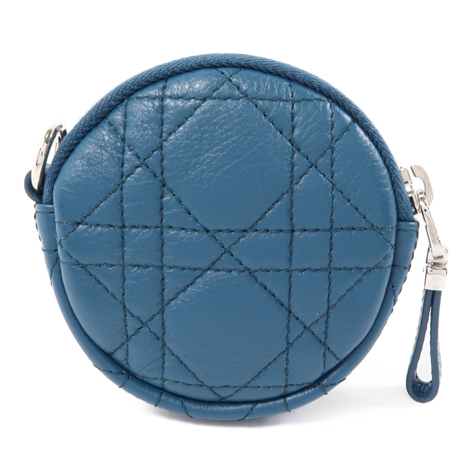 Dior 牛皮皮革Coin Case銀扣零錢包藍色