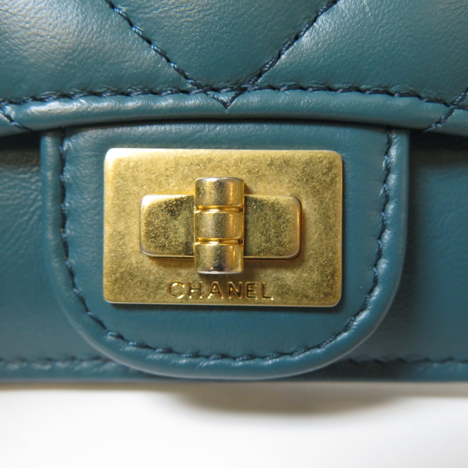 CHANEL 斜紋牛皮皮革Card Case金扣卡片套藍色
